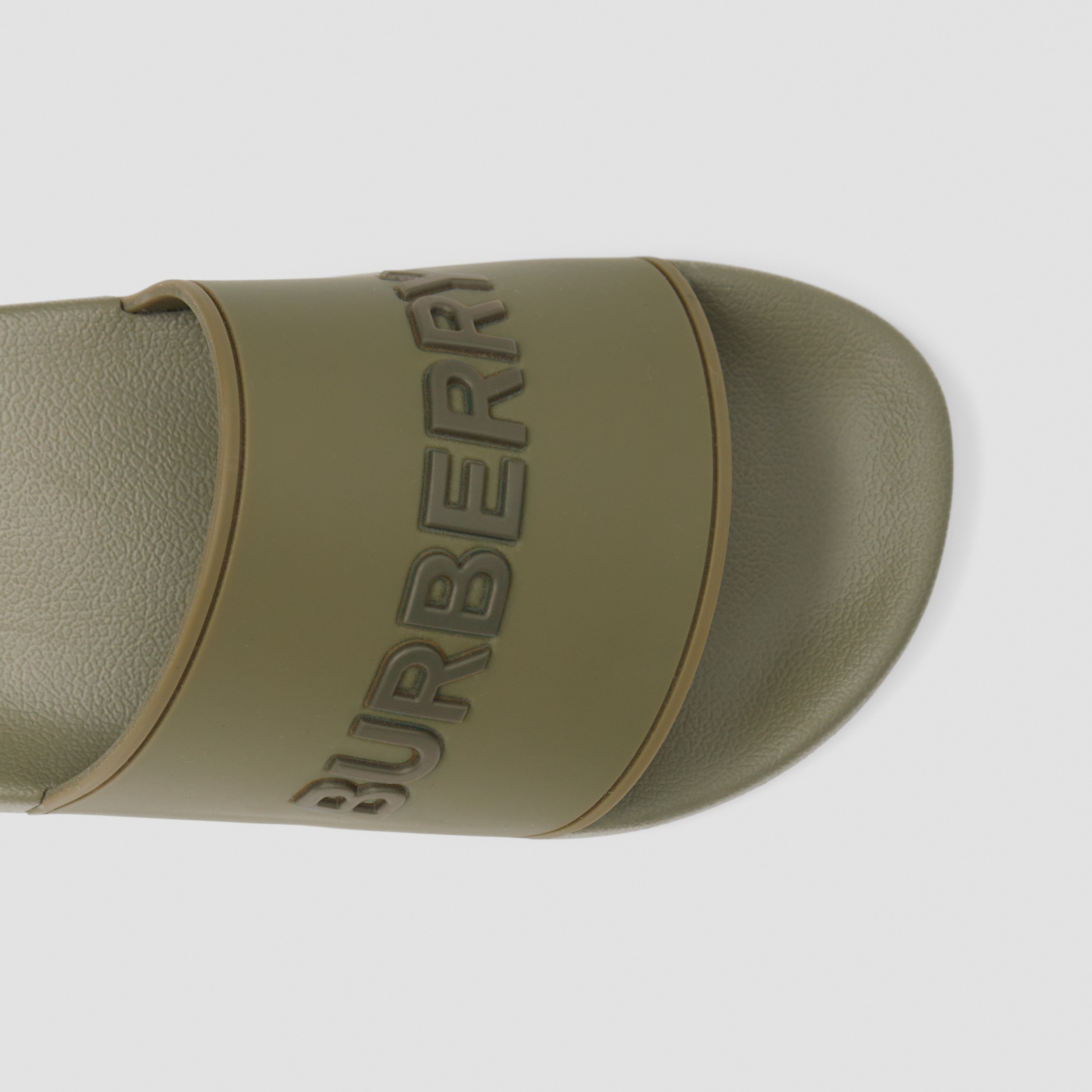 Logo Detail Two-tone Slides in Dark Fern Green - Men | Burberry® Official - 2
