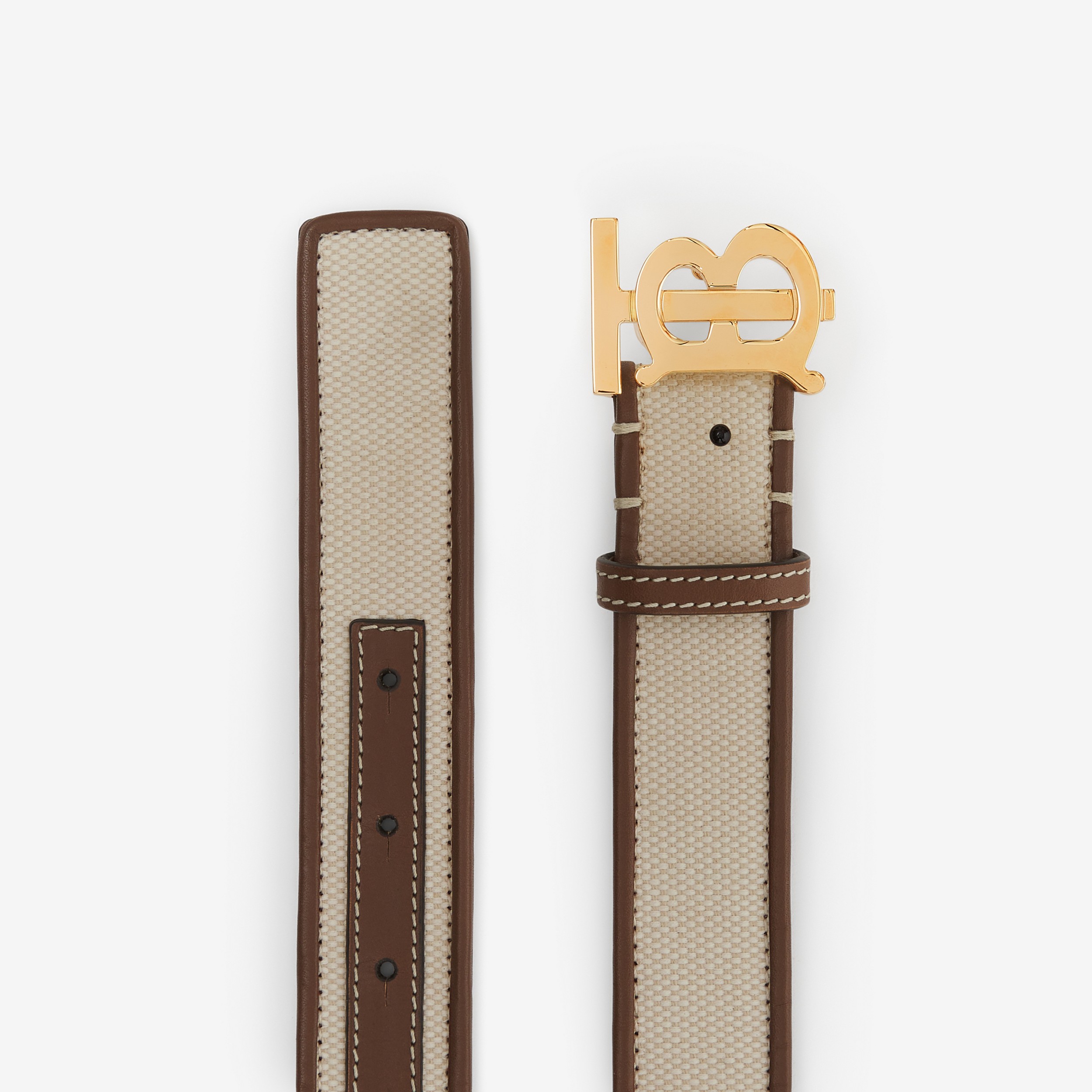 Canvas and Leather TB Belt in White/tan/gold - Women | Burberry® Official - 3