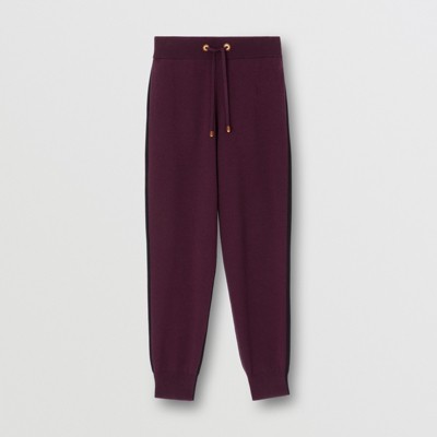 Two-tone Cashmere Cotton Blend Jogging Pants in Deep Maroon - Women |  Burberry® Official