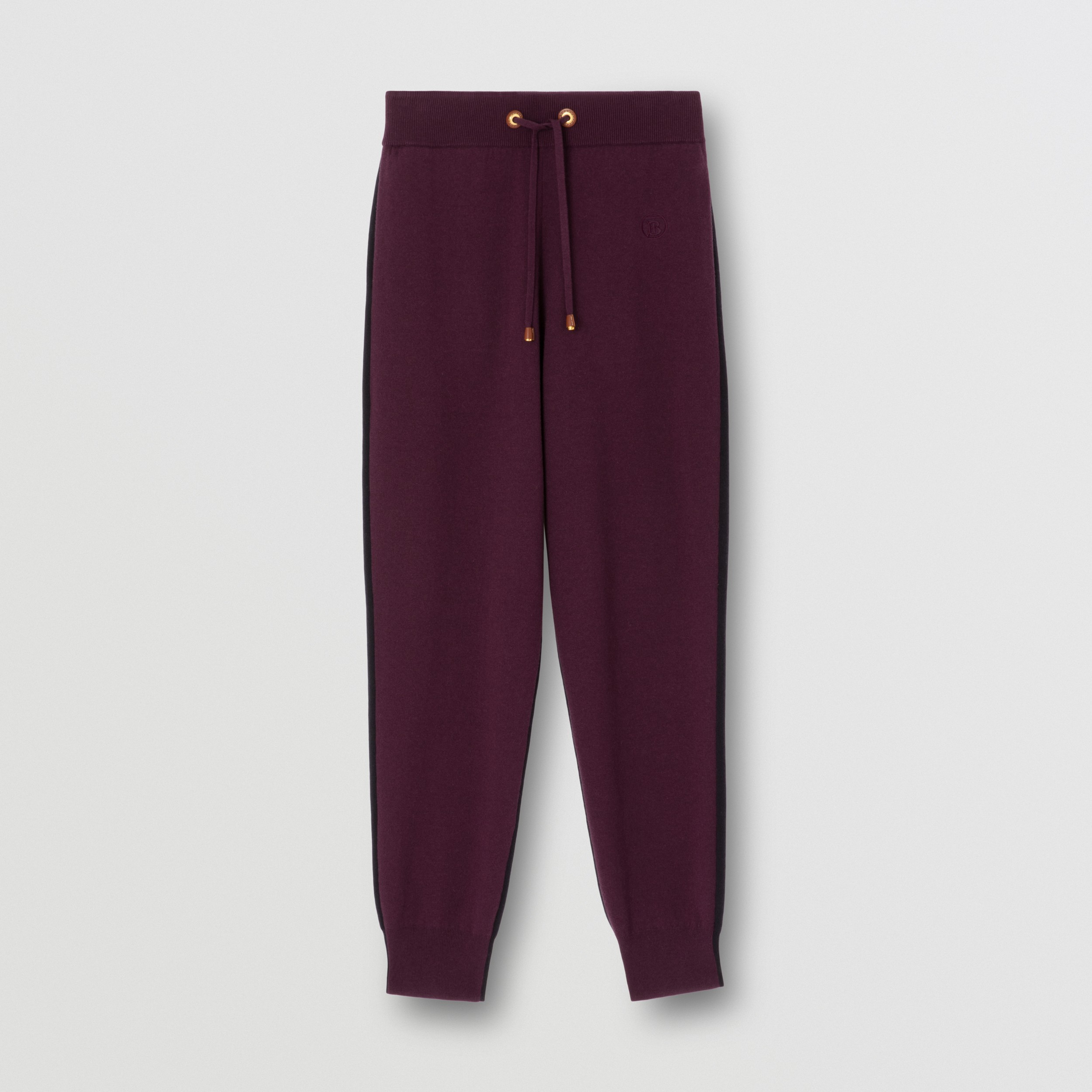 Two-tone Cashmere Cotton Blend Jogging Pants in Deep Maroon - Women | Burberry® Official - 4