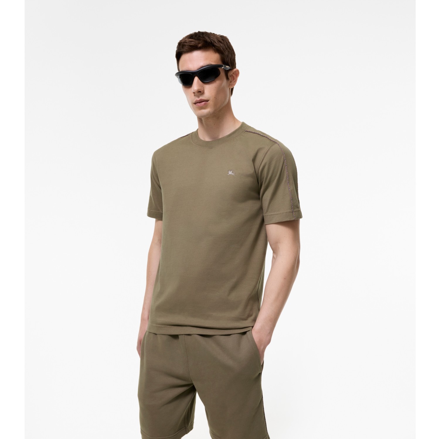 Check Piping Cotton T-shirt