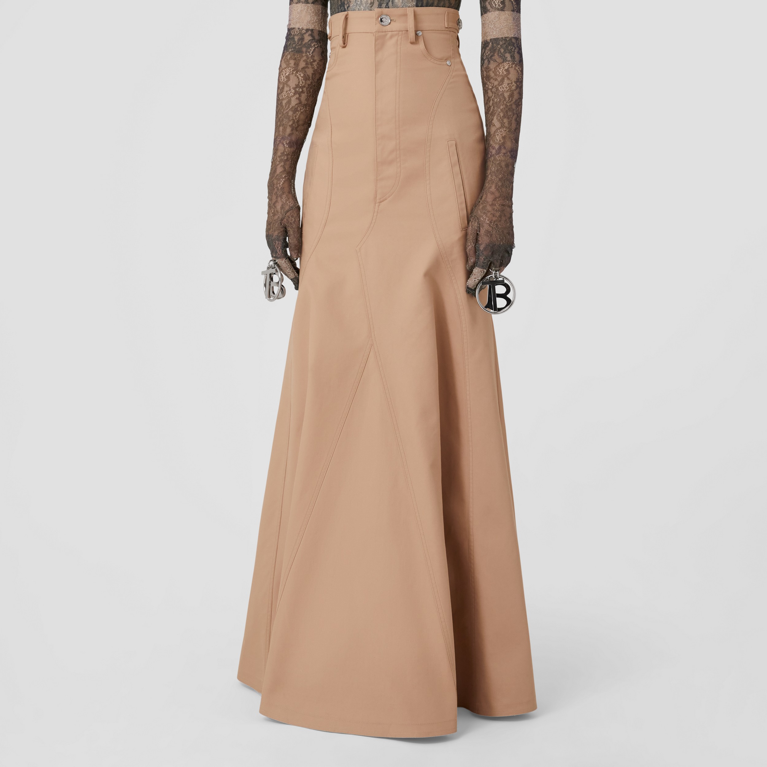 Cotton Gabardine Floor-length Skirt in Pale Nude - Women | Burberry® Official - 4