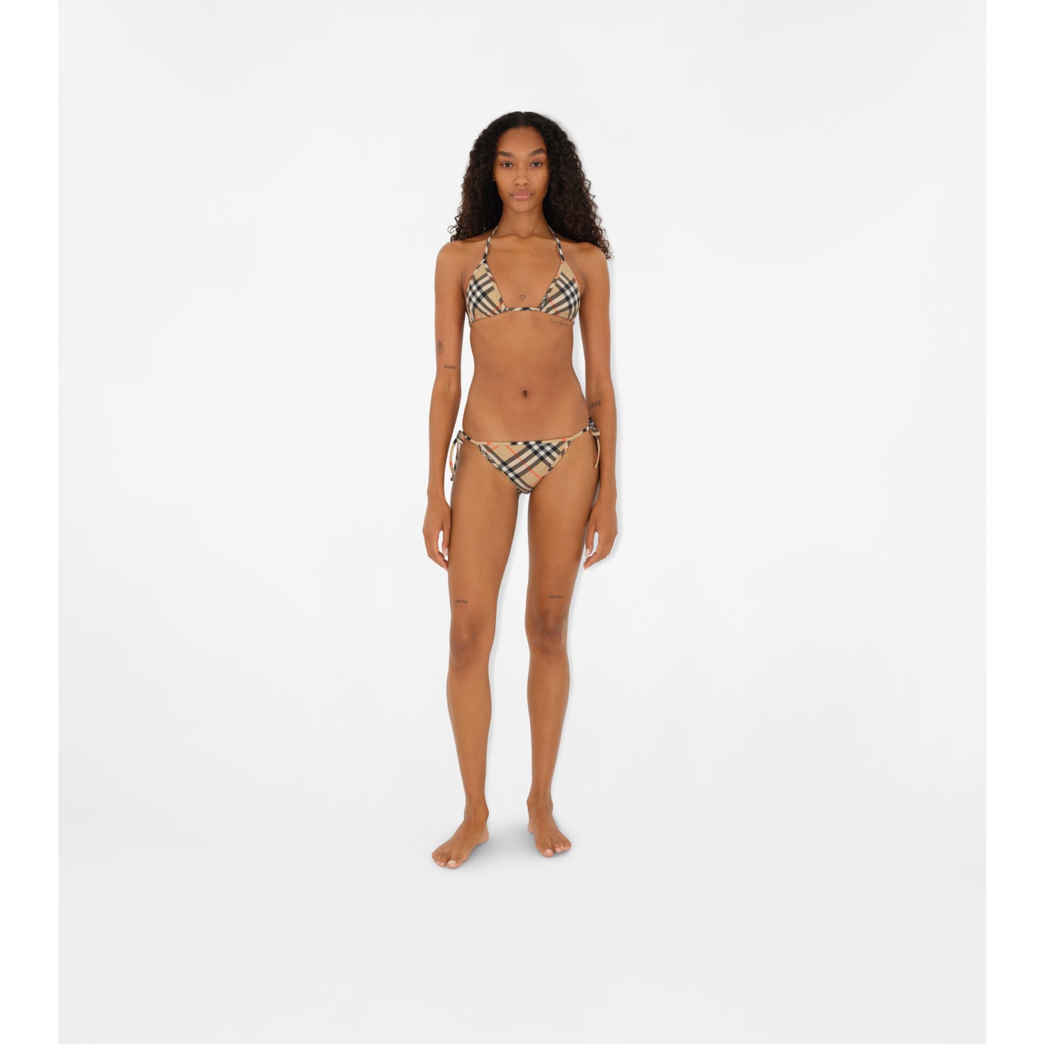 Check Bikini Briefs in Sand - Women, Nylon | Burberry® Official
