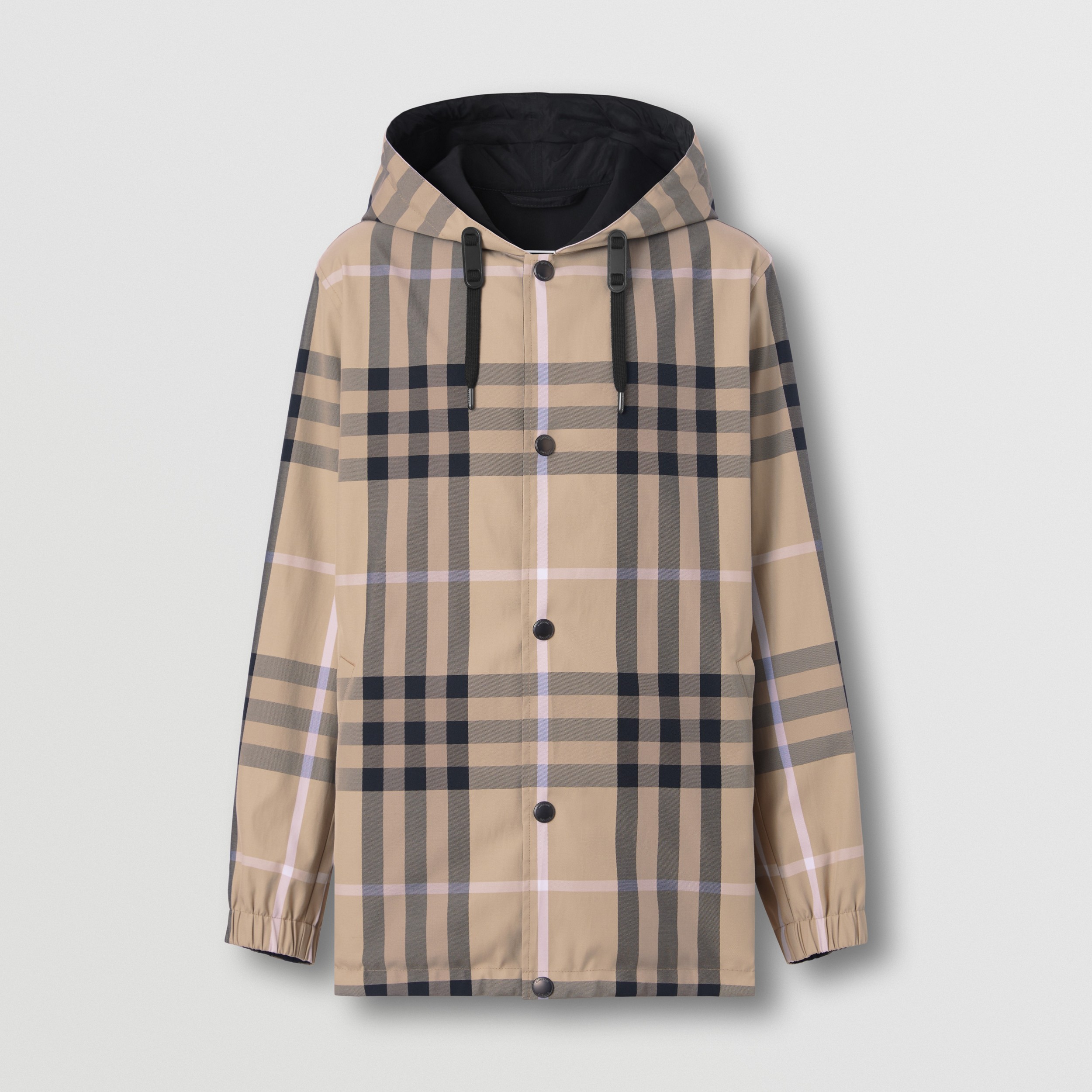 Check Cotton Blend Reversible Hooded Jacket in Biscuit - Men | Burberry® Official - 4