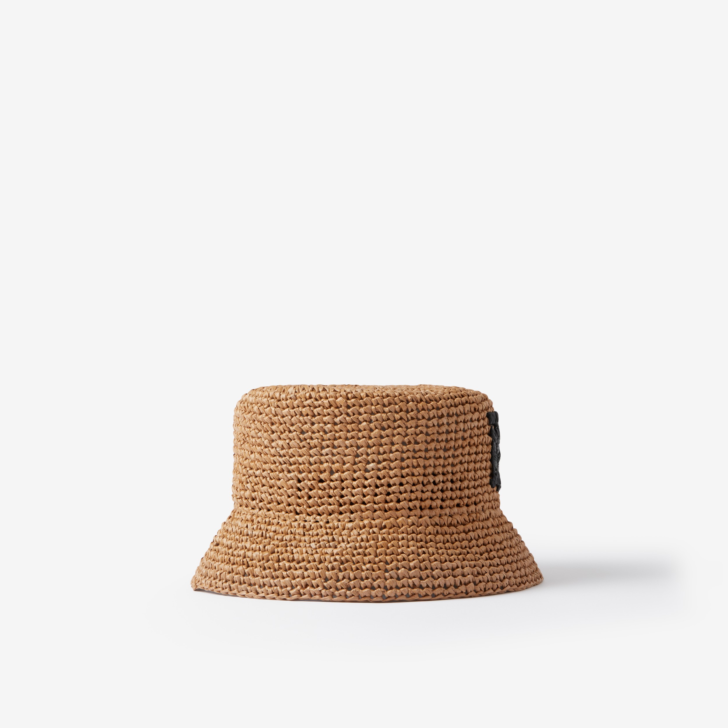Monogram Motif Raffia-effect Bucket Hat in Black/beige | Burberry® Official - 2