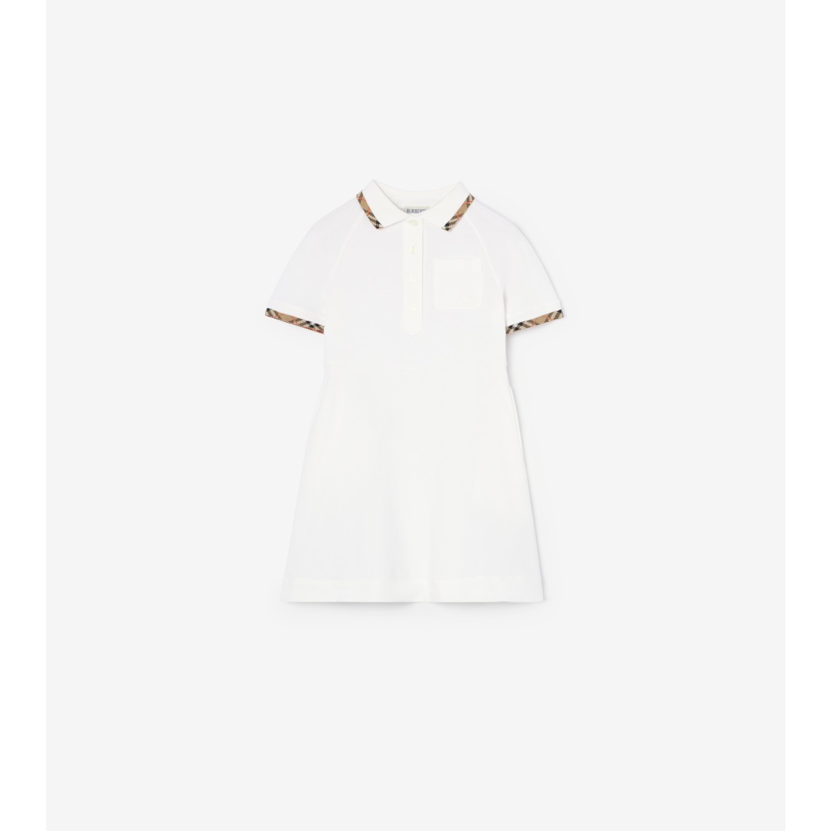  Check Trim Cotton Polo Shirt Dress