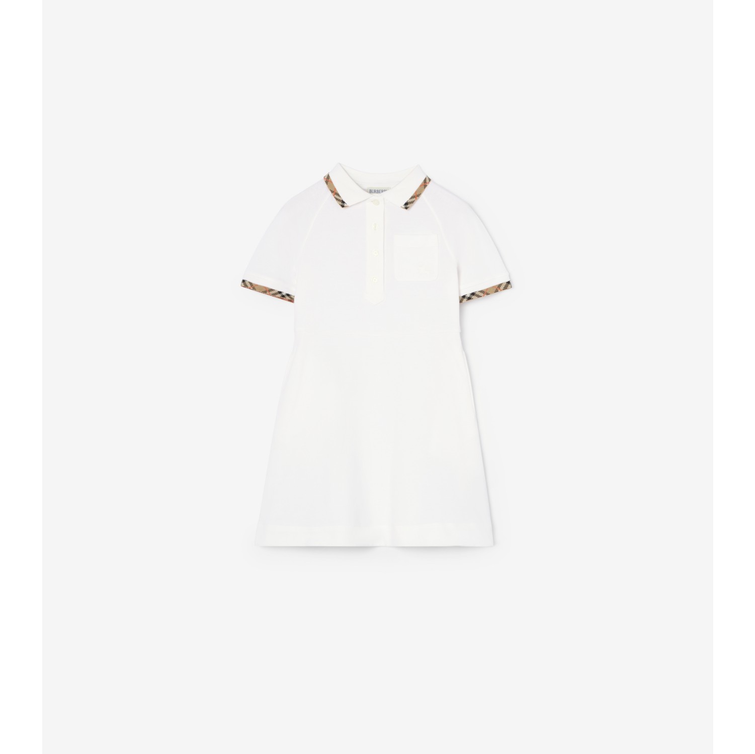 Check Trim Cotton Polo Shirt Dress
