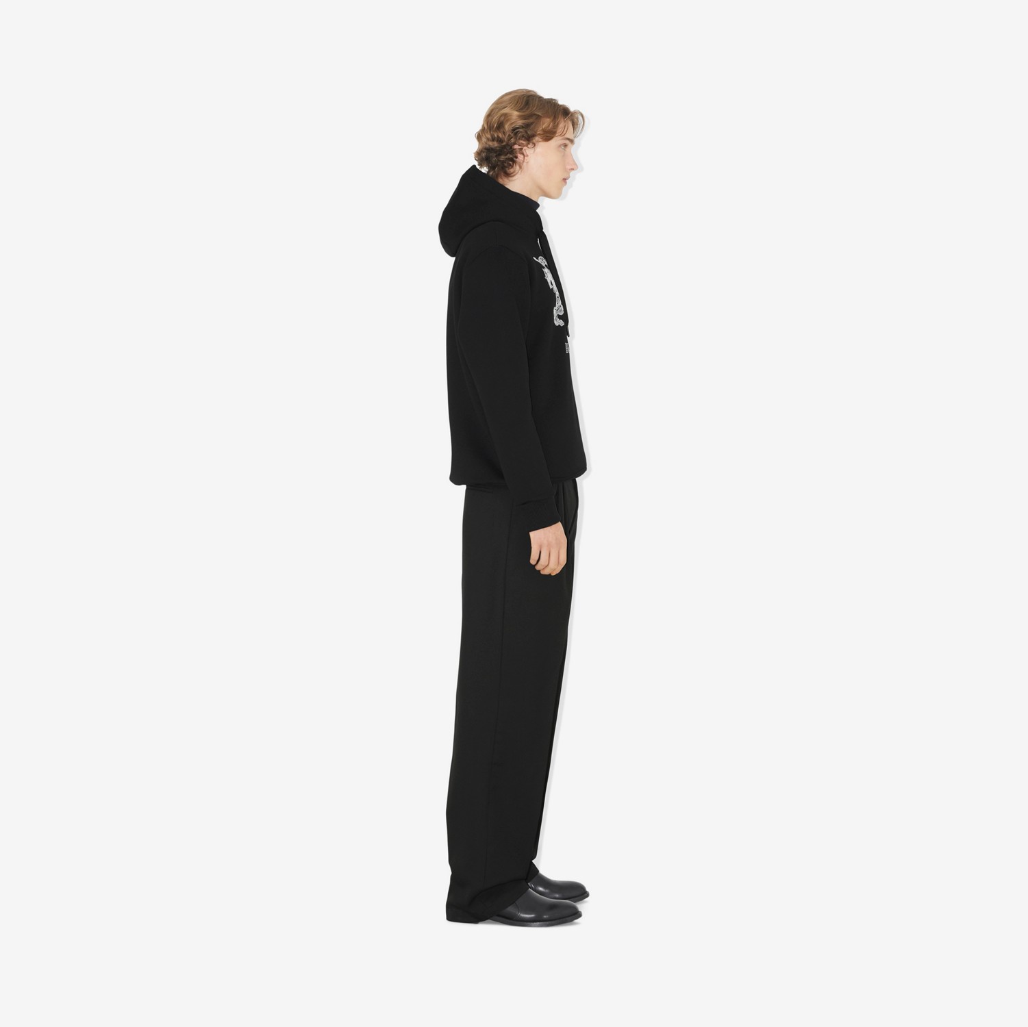 Blusa de moletom com capuz em algodão com EKD bordado (Preto) - Homens | Burberry® oficial