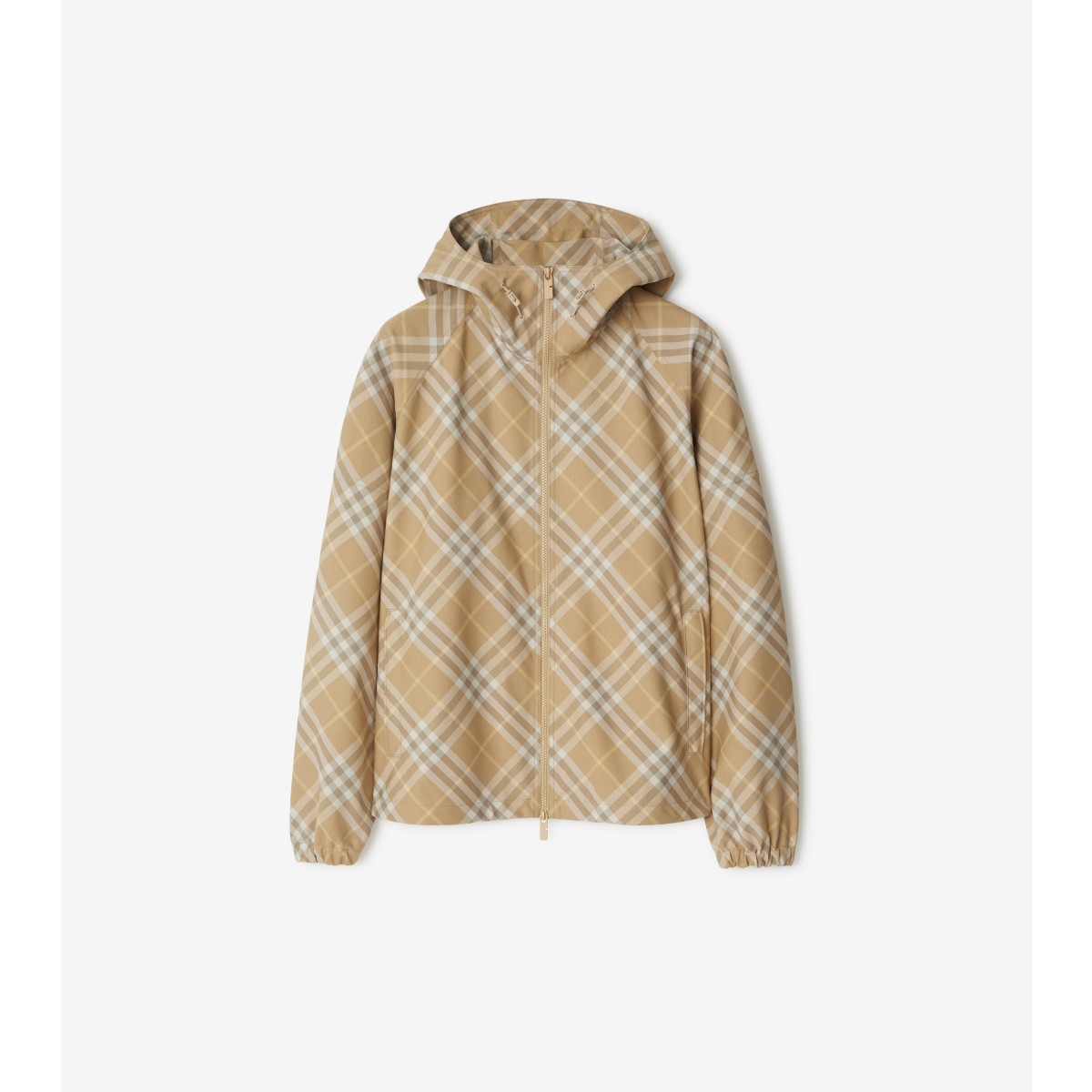 Shop Burberry Check Jacket In Flax