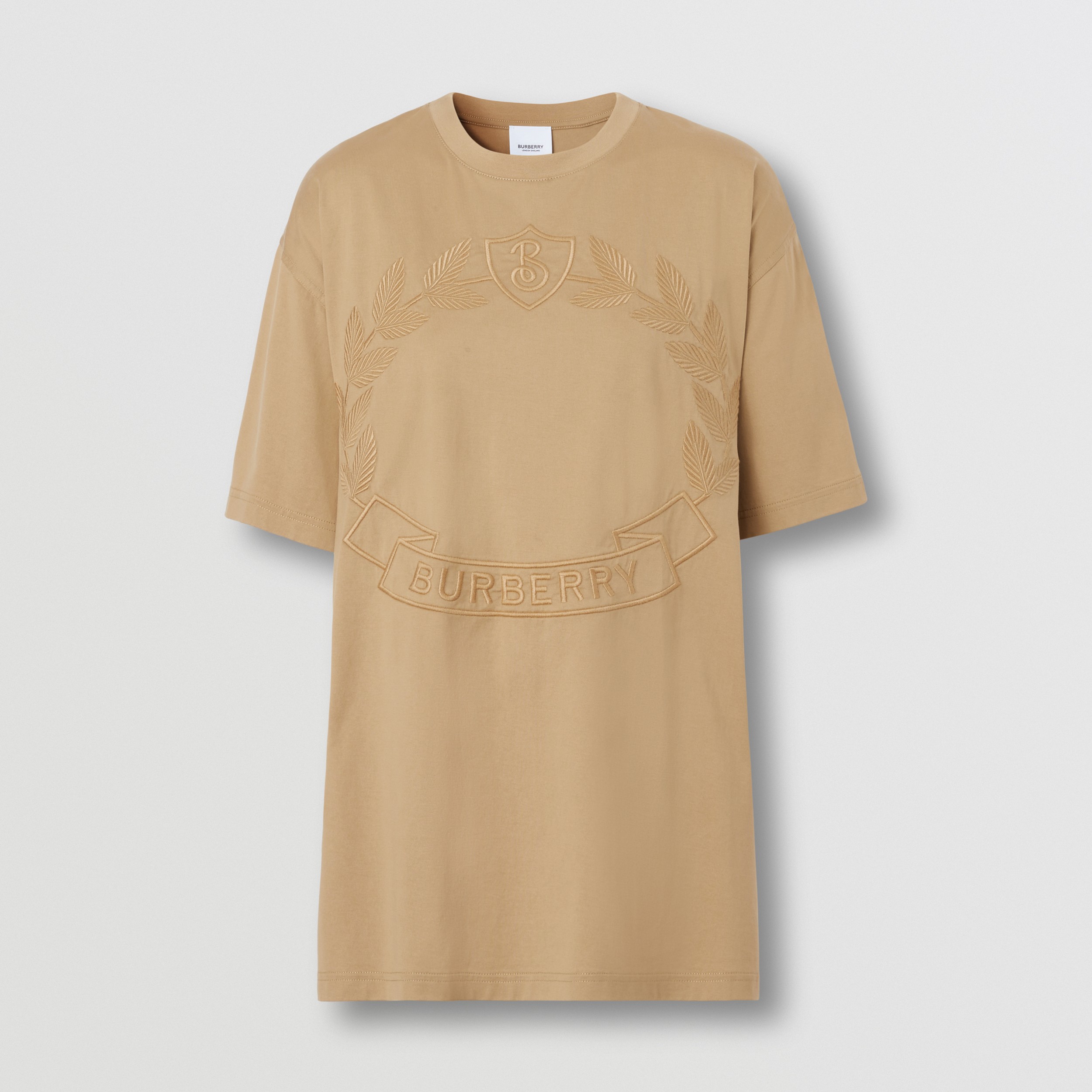 Oak Leaf Crest Cotton Oversized T-shirt in Archive Beige - Women | Burberry® Official - 4