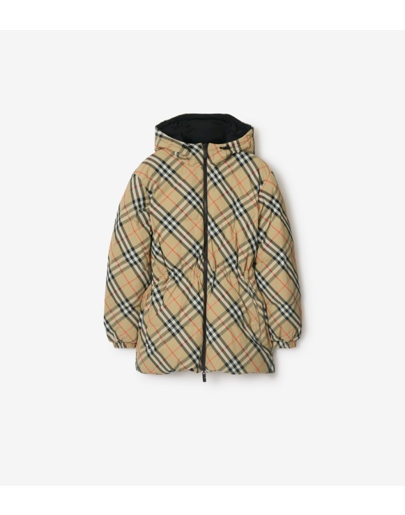 Reversible Check Nylon Puffer Jacket