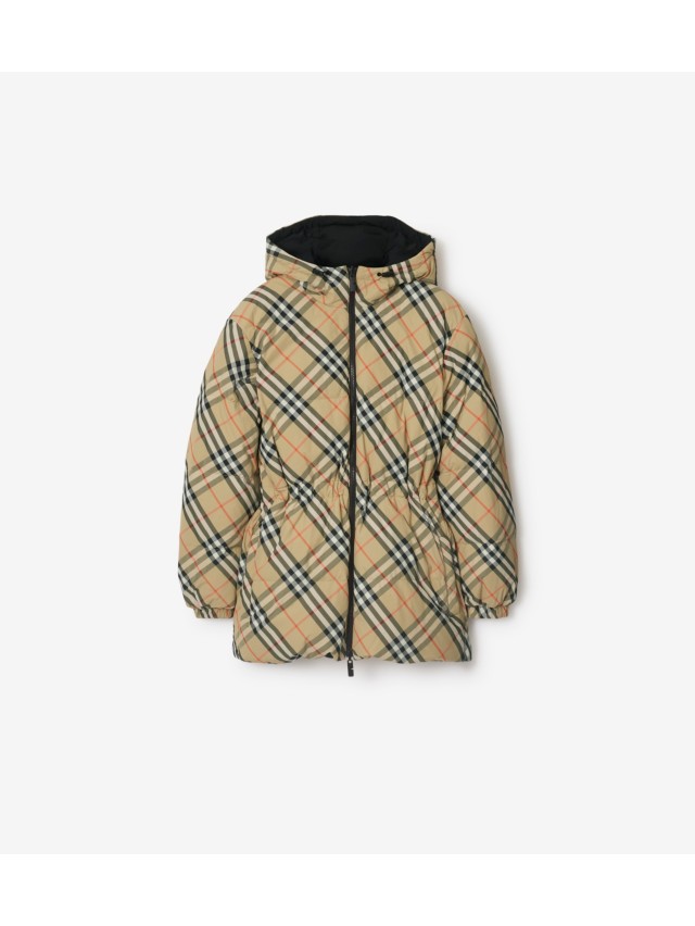 Reversible Check Nylon Puffer Jacket in Snug Women Burberry Official