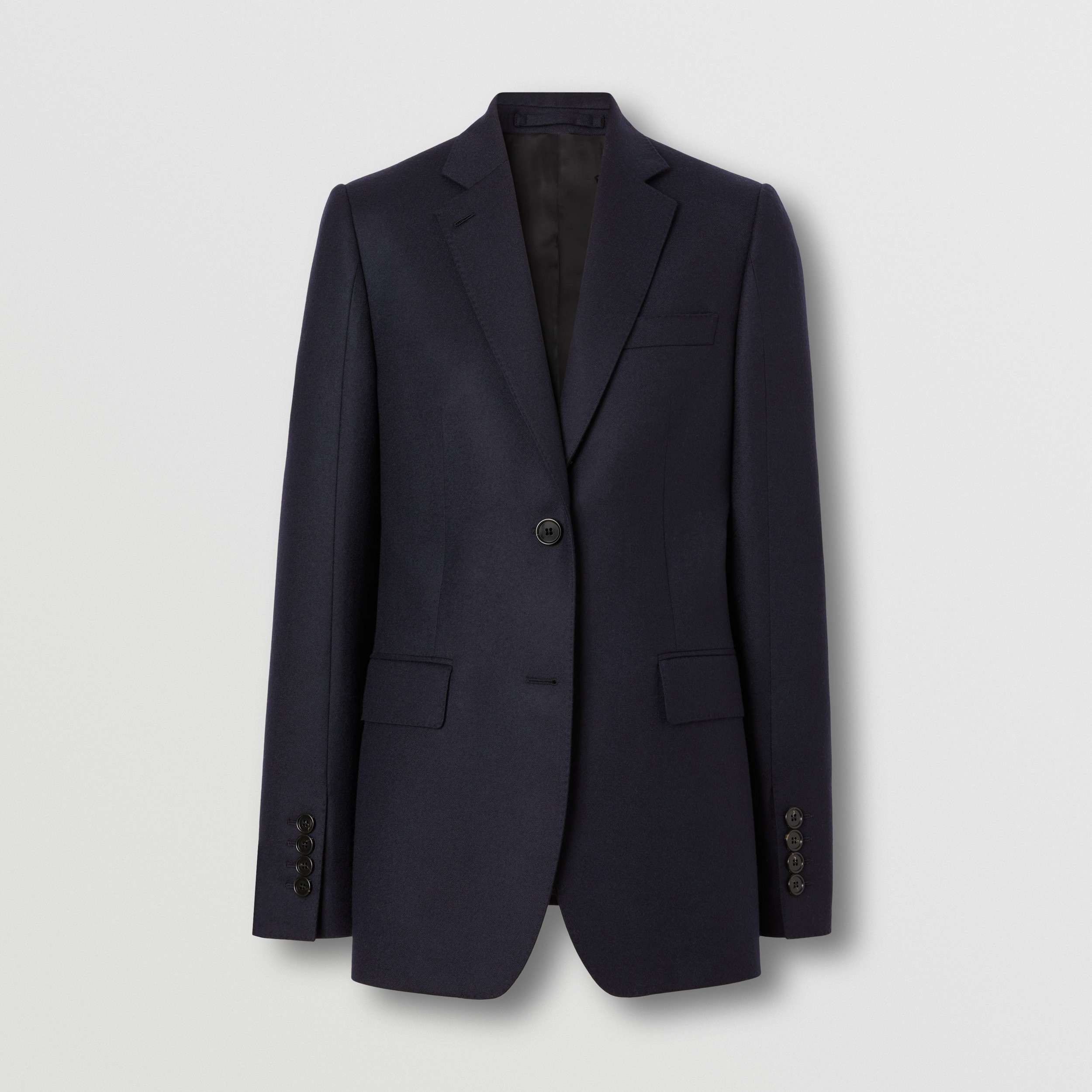 Wool Flannel Tailored Jacket in Dark Charcoal Blue - Women | Burberry® Official - 4