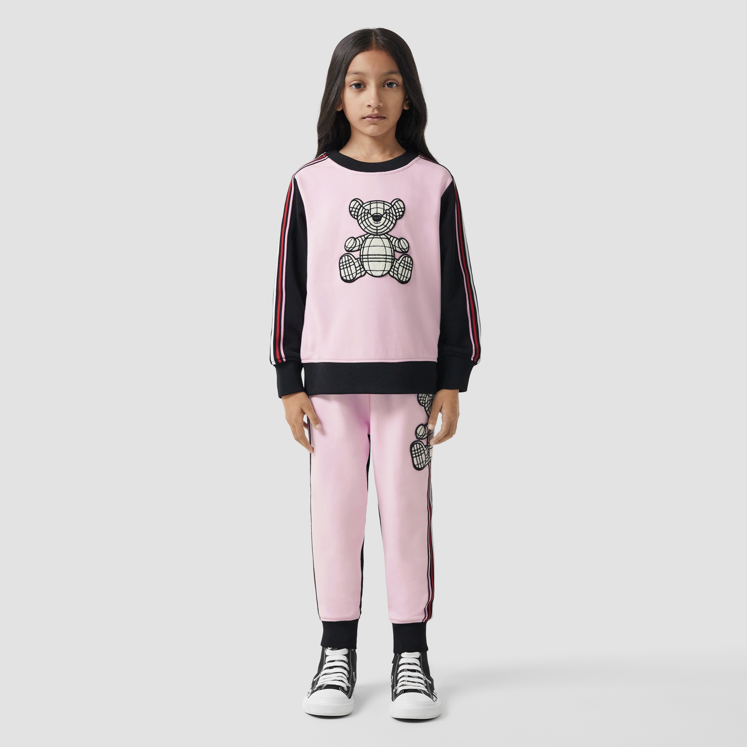 Thomas Bear Appliqué Two-tone Cotton Sweatshirt in Pale Candy Pink | Burberry® Official - 3