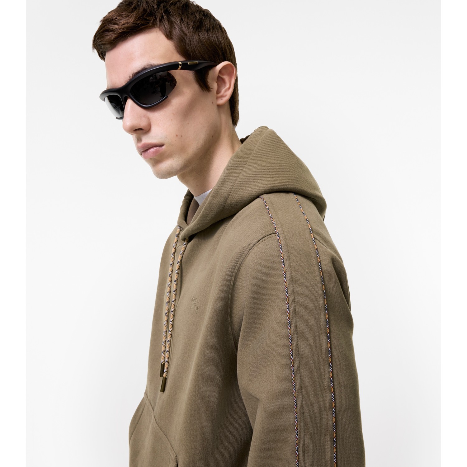 Check Piping Cotton Hoodie - thumbnail 3