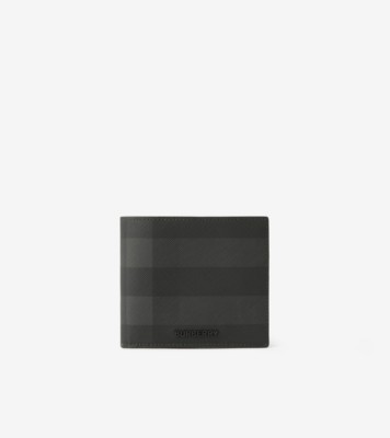 BURBERRY Check Leather Wallet Black