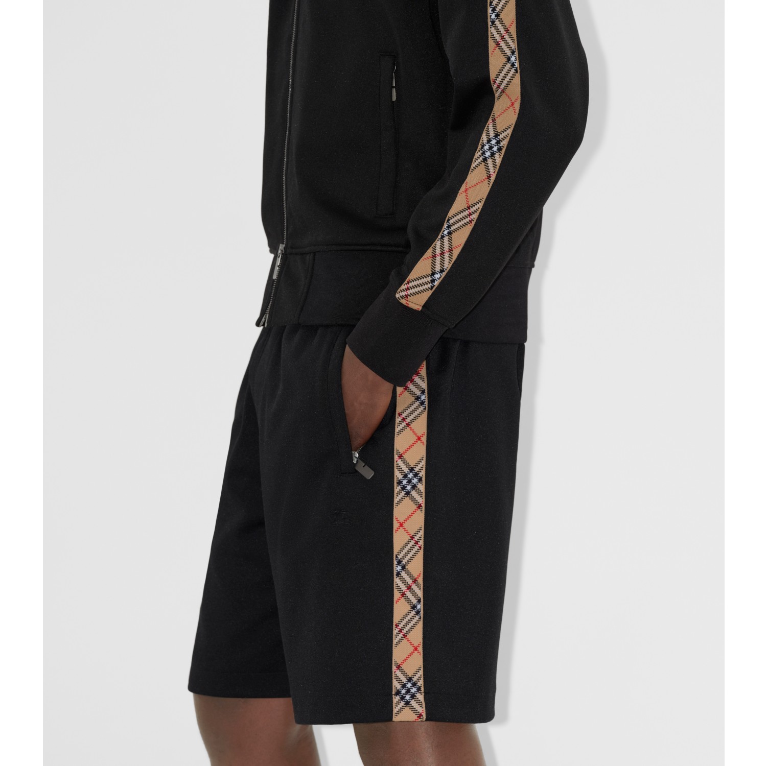Check Trim Cotton Blend Track Jacket