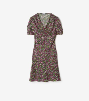 Ditsy Floral Silk Mini Dress in Petunia pink - Women | Burberry® Official