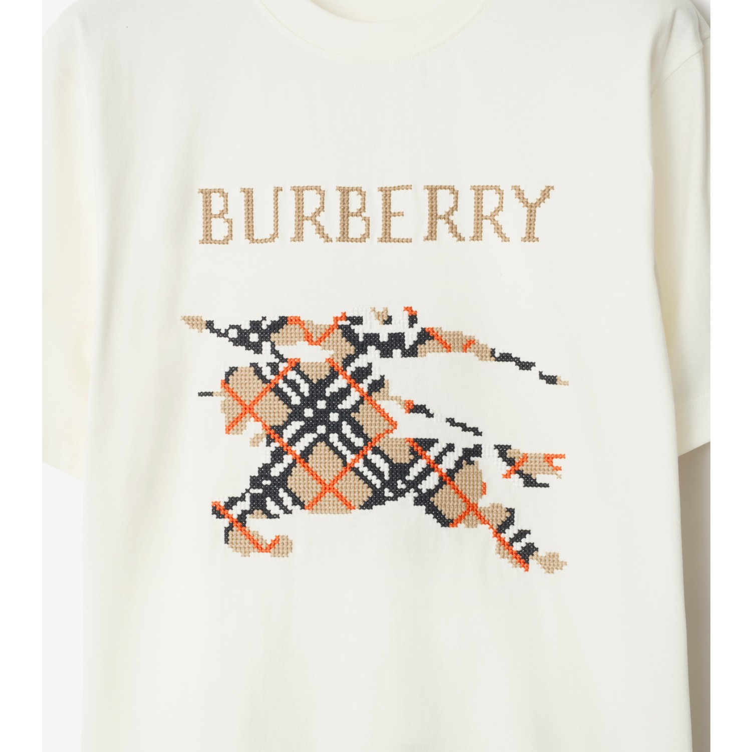 Cross Stitch Knight Cotton T-shirt in Chalk white - Men | Burberry