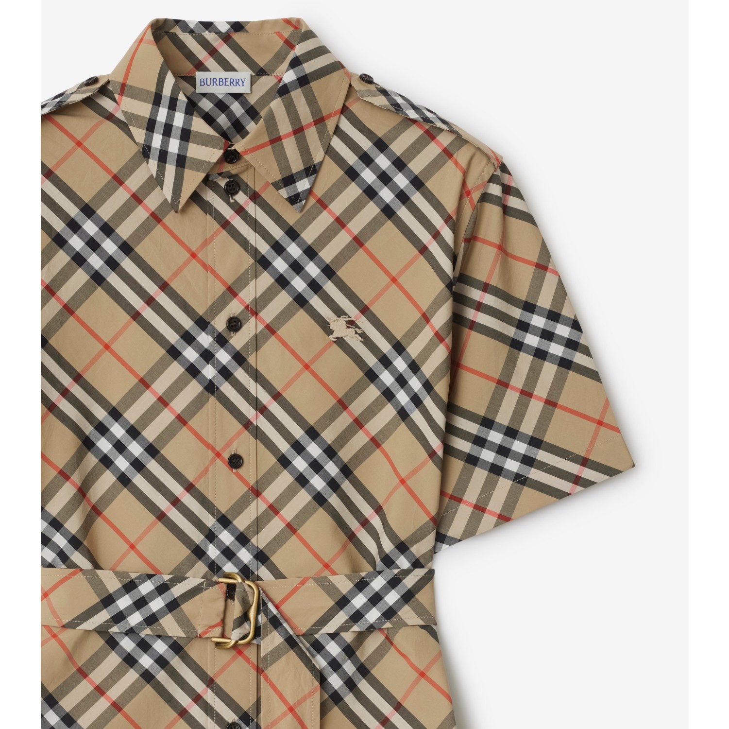 Check Cotton Shirt Dress