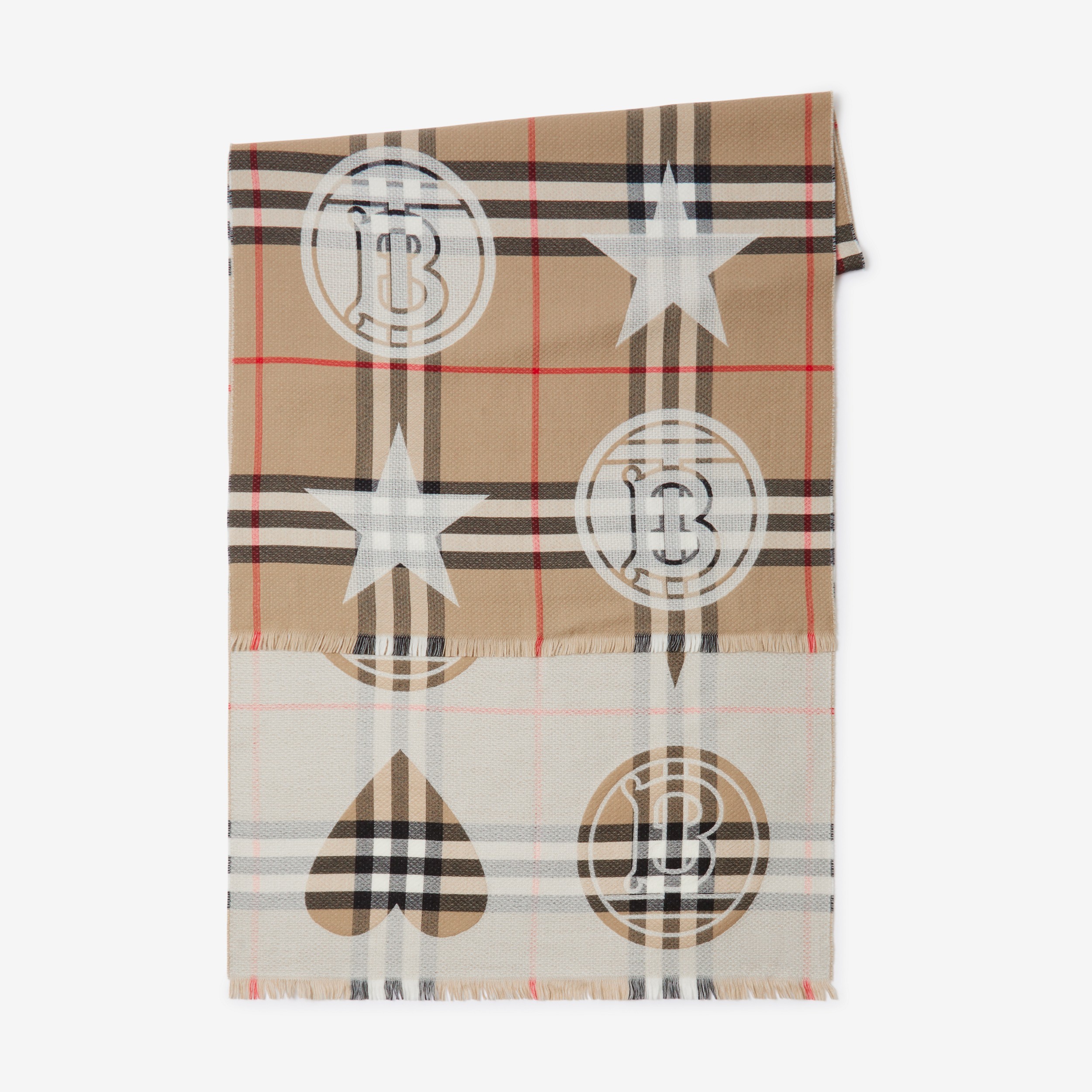 Echarpe de cashmere, lã e seda com estampa de montagem (Bege Clássico) | Burberry® oficial - 2