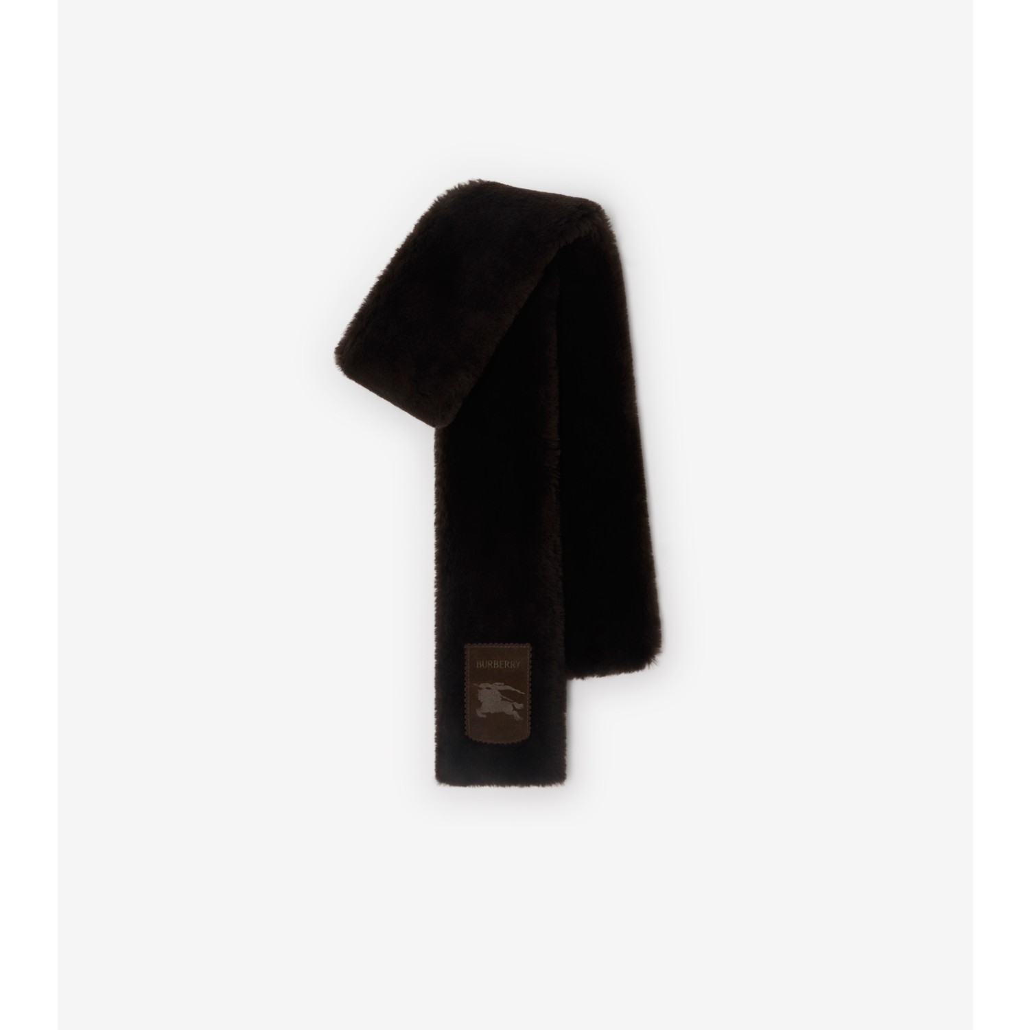 Narrow Label Shearling Scarf