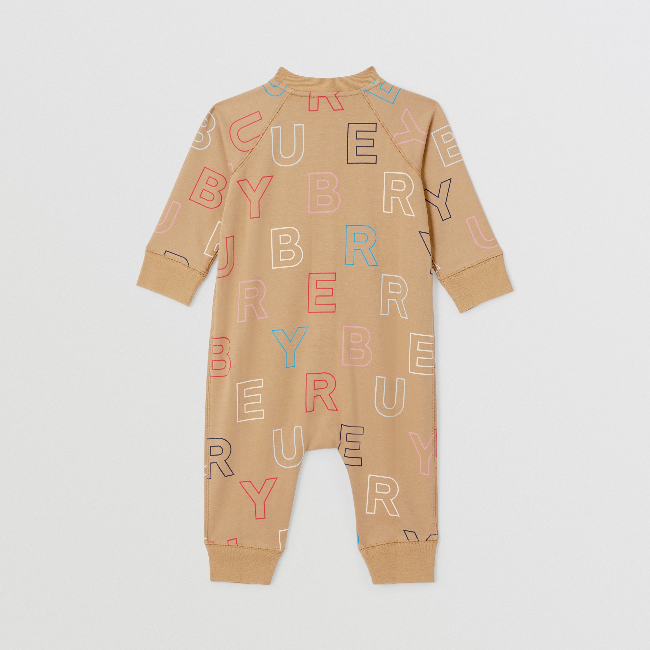 Macacão em algodão stretch com estampa de logotipo – Exclusividade online (Bege Clássico) - Crianças | Burberry® oficial - 4