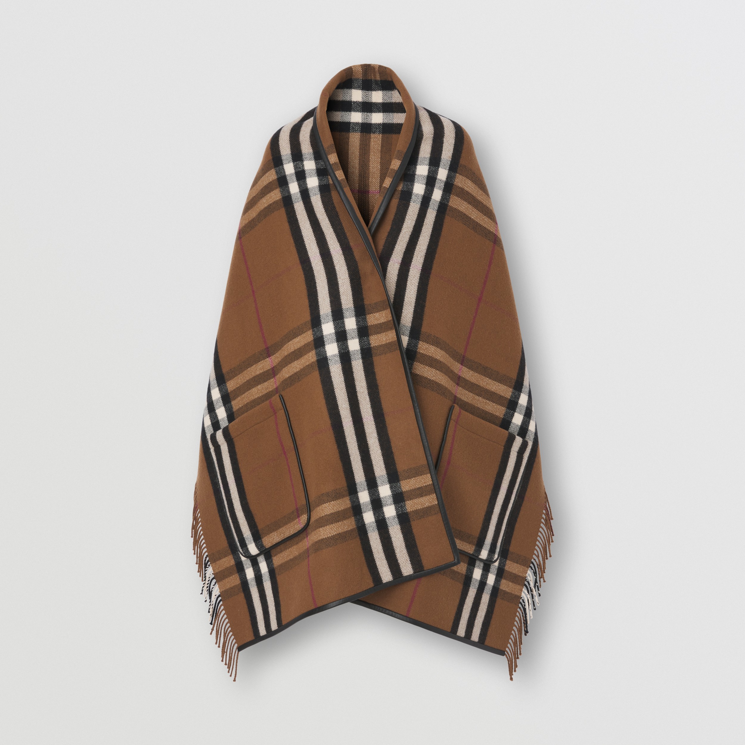 Check Wool Cashmere Cape in Birch Brown - Women | Burberry® Official - 4
