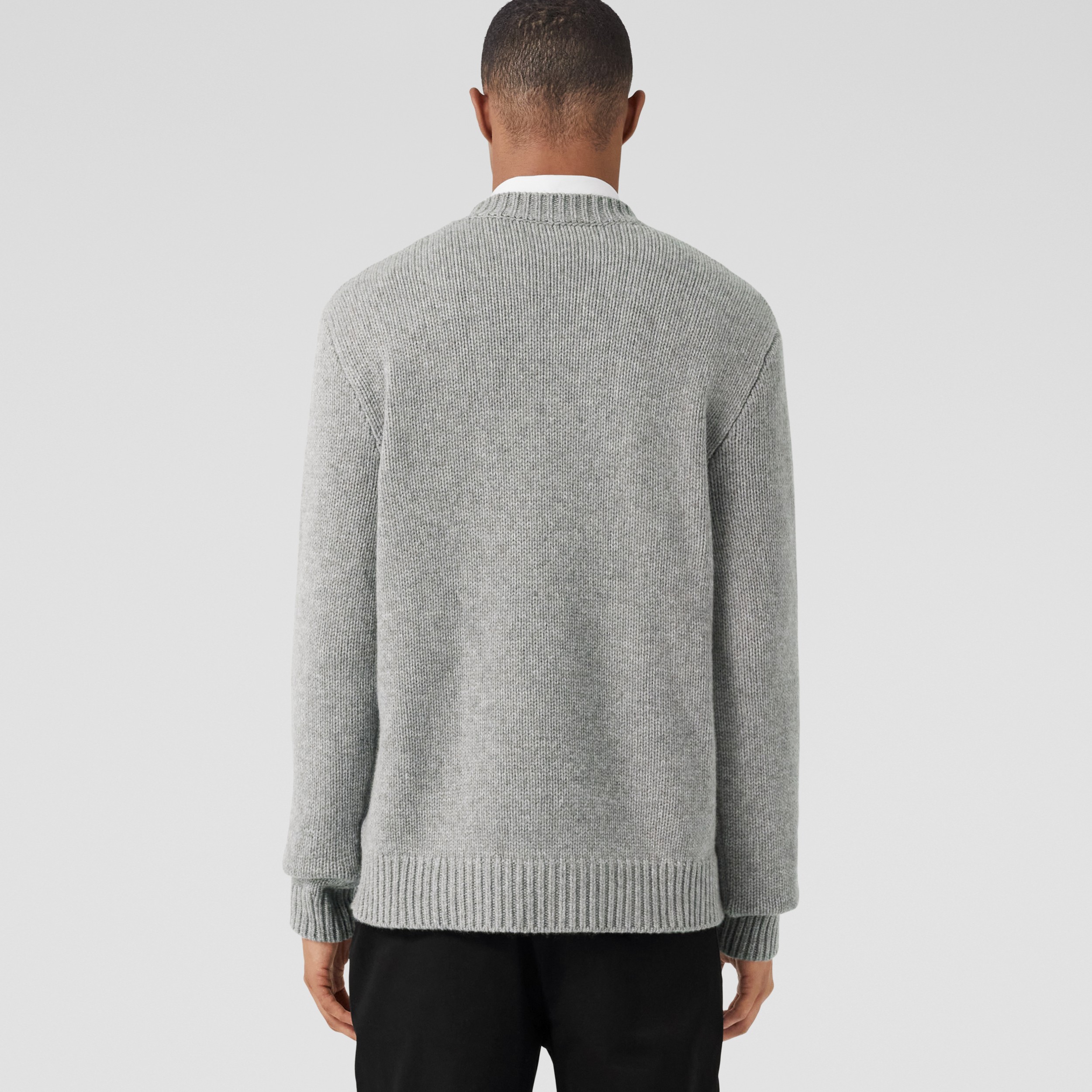 Suéter de lã e cashmere com estampa de cervo (Cinza Trovão Escuro) - Homens | Burberry® oficial - 3