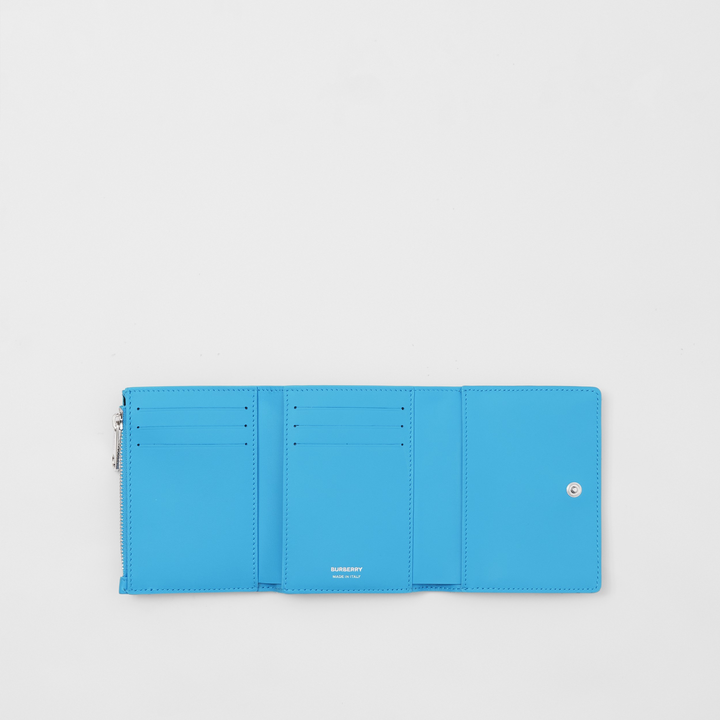 Quilted Leather Small Lola Folding Wallet in Bright Sky Blue - Women