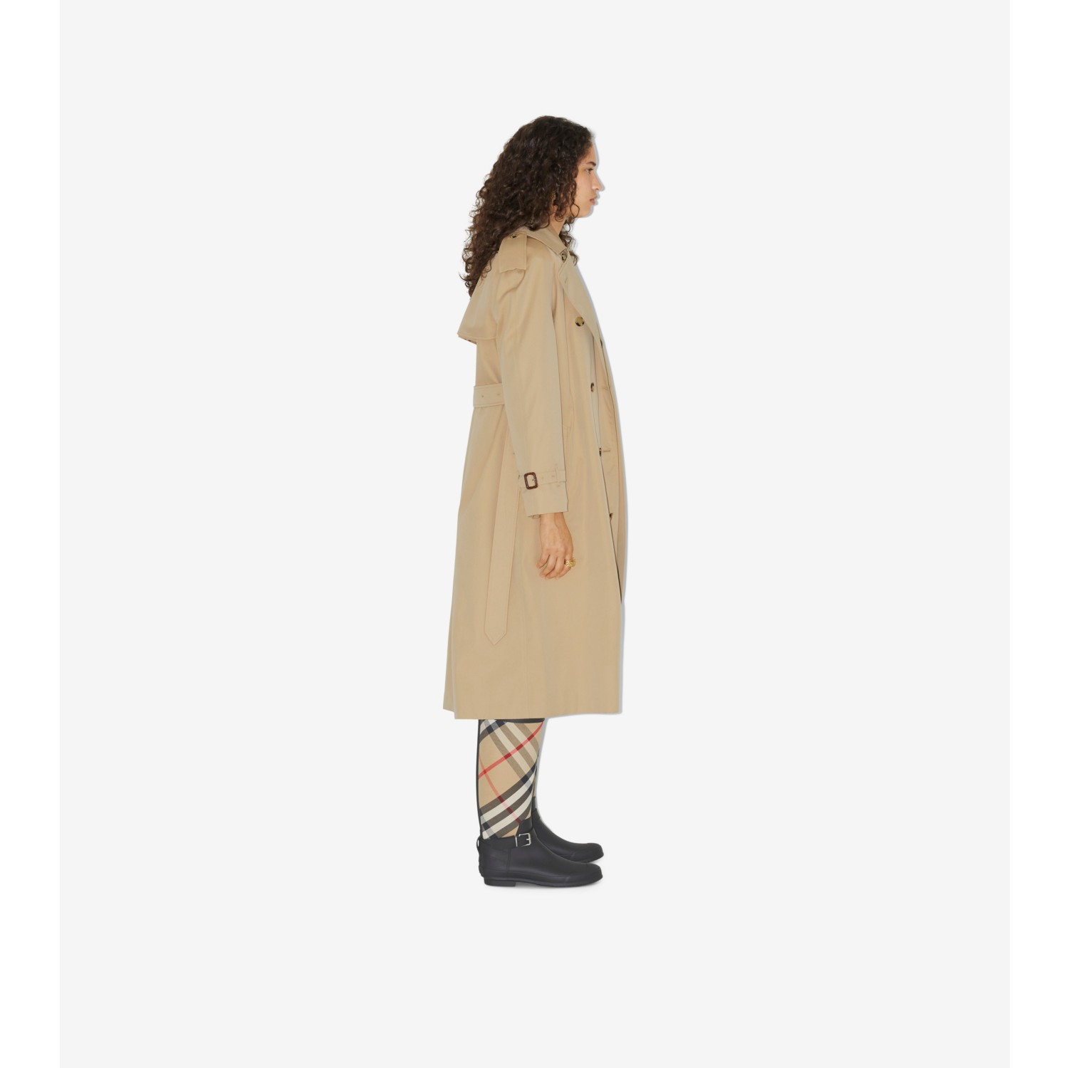 Langer Trenchcoat aus Gabardine