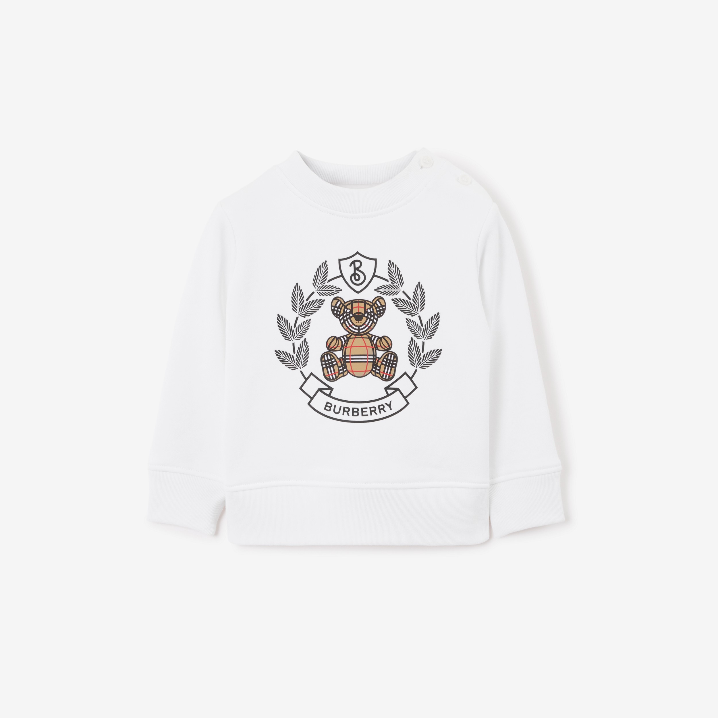 Thomas Bear Print Cotton Sweatshirt in White - Children | Burberry® Official - 1