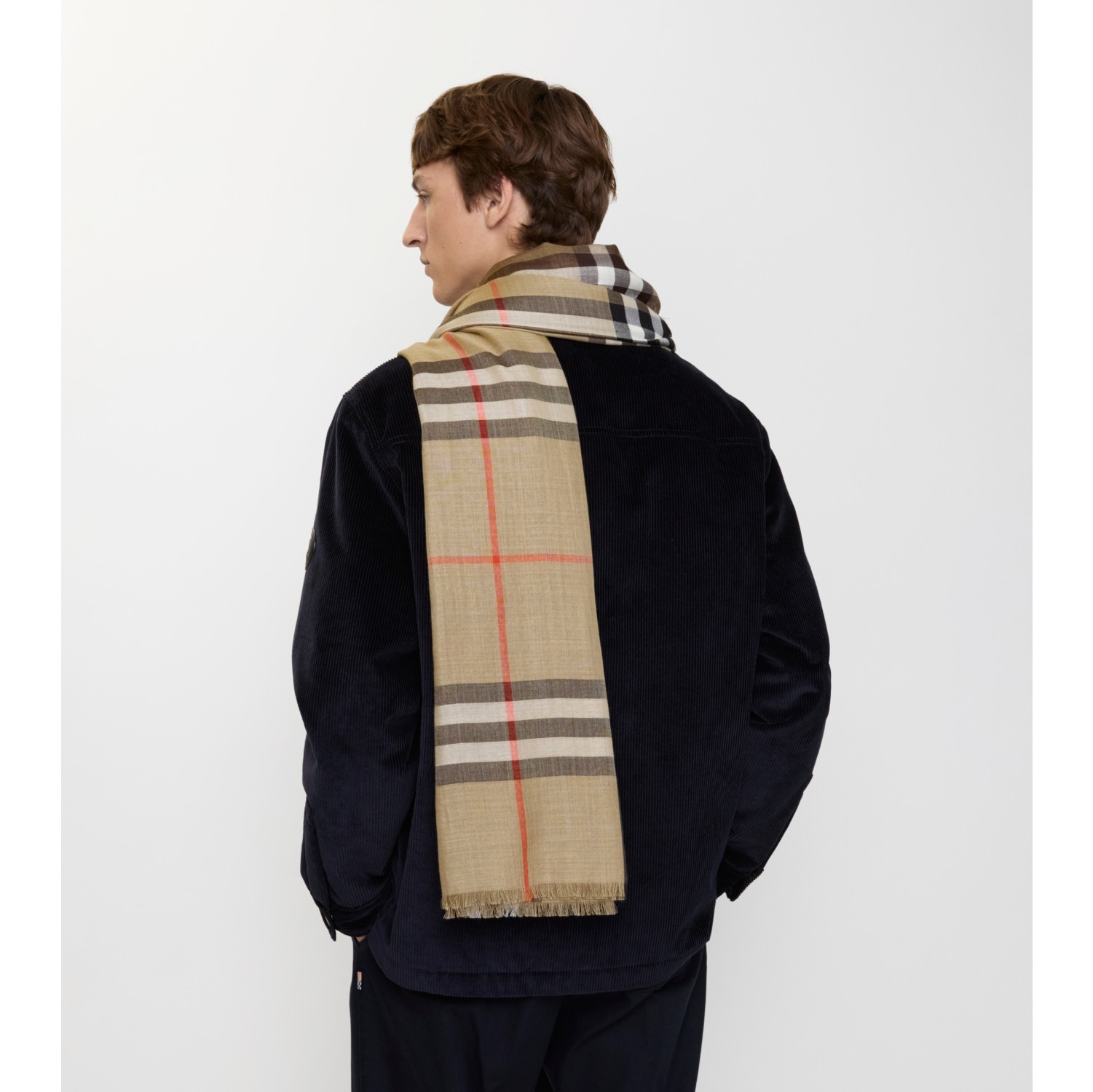 Reversible Check Wool Silk Scarf