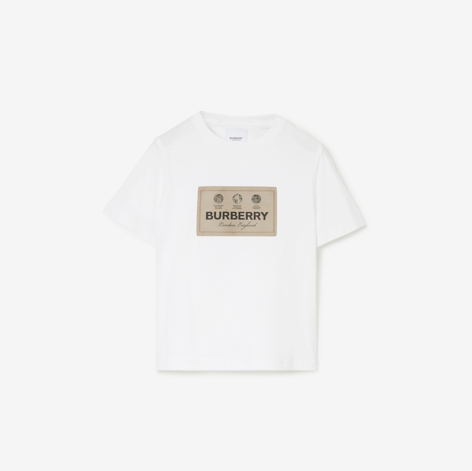 라벨 코튼 티셔츠 (화이트) | Burberry®