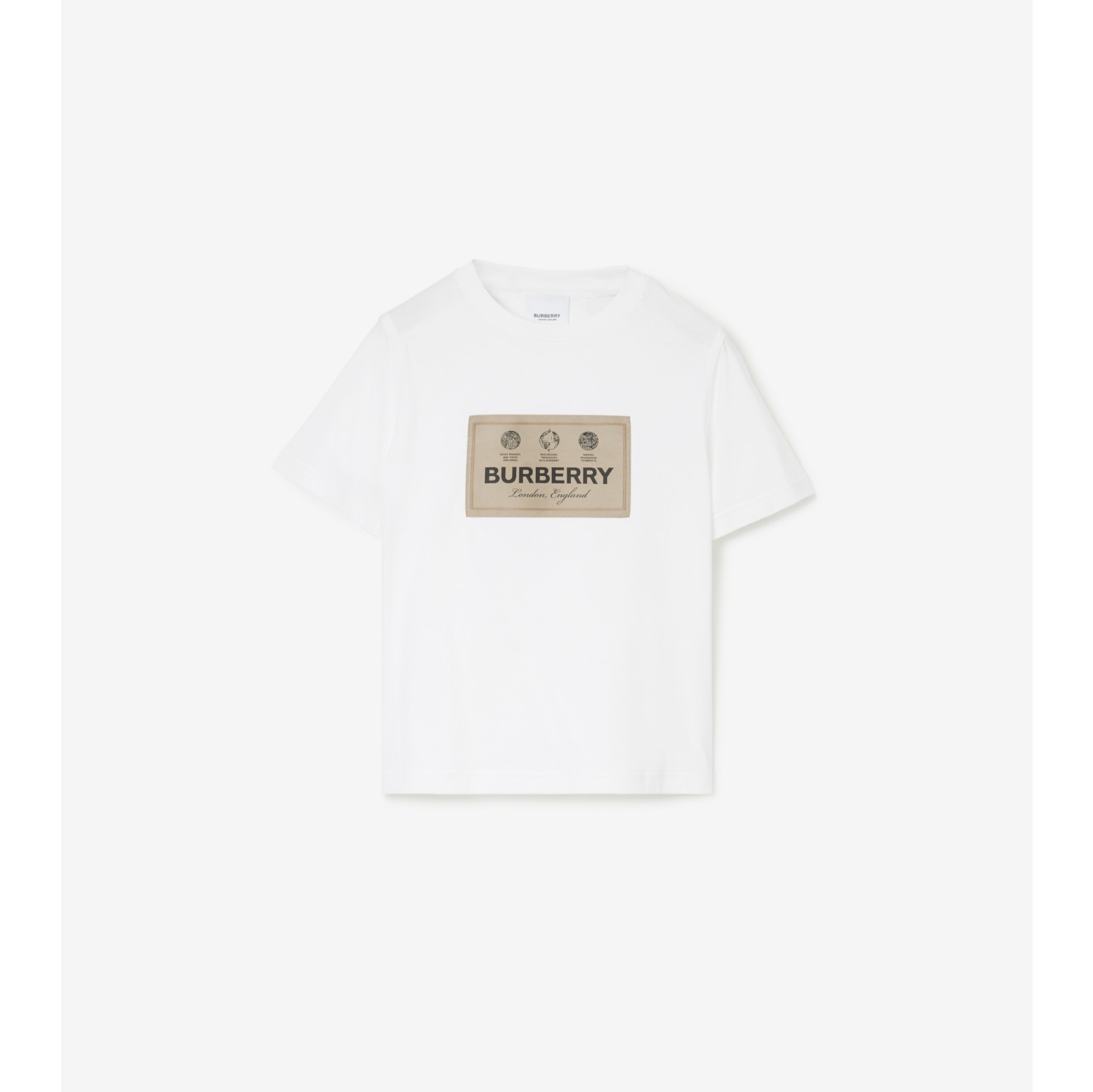 Label Cotton T shirt in White Burberry Official