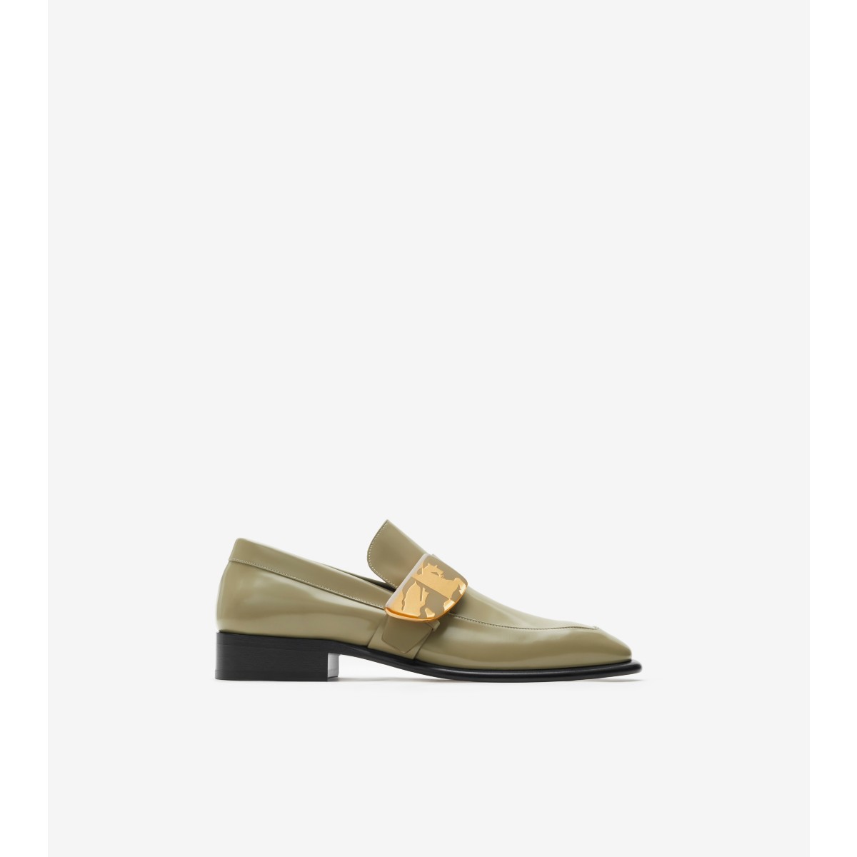 Burberry Leather Shield Loafers In Green