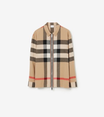 チェック ウールコットン オーバーシャツ (アーカイブベージュ) - メンズ, ウール, コットン | Burberry®公式サイト