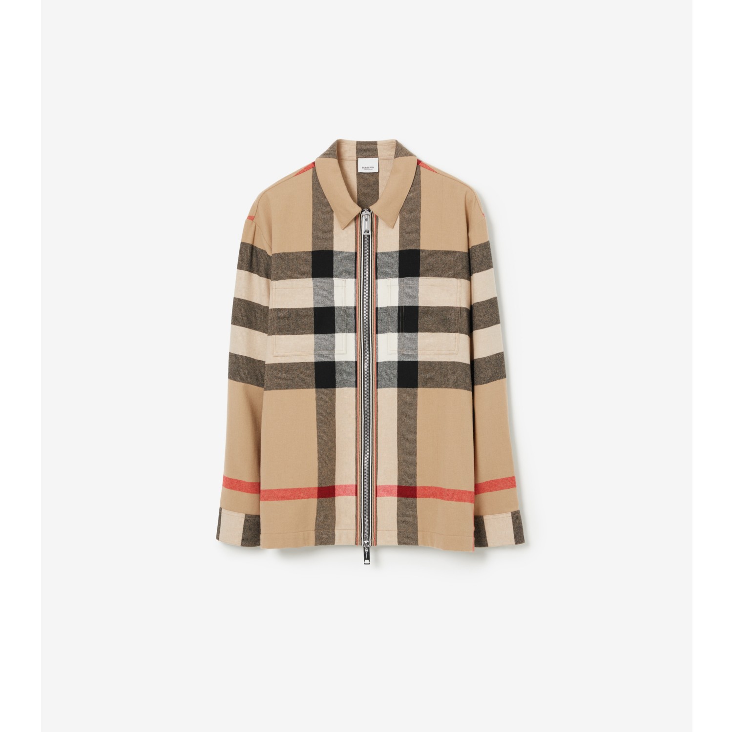 Check Wool Cotton Overshirt in Archive beige - Men | Burberry® Official