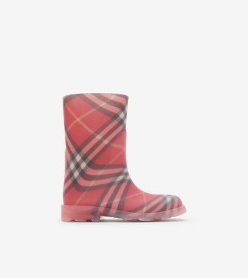 VIPSALE【BURBERRY】チェック ラバー マーシュ ヒールブーツ チェック ラバー マーシュ ハイブーツ (ポピー) - チルドレンズ