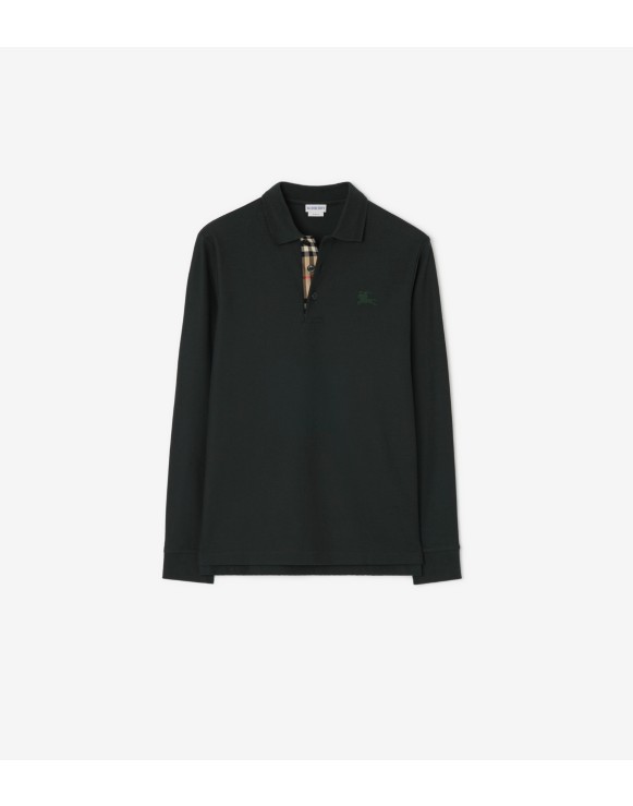 Langärmeliges Baumwoll-Poloshirt