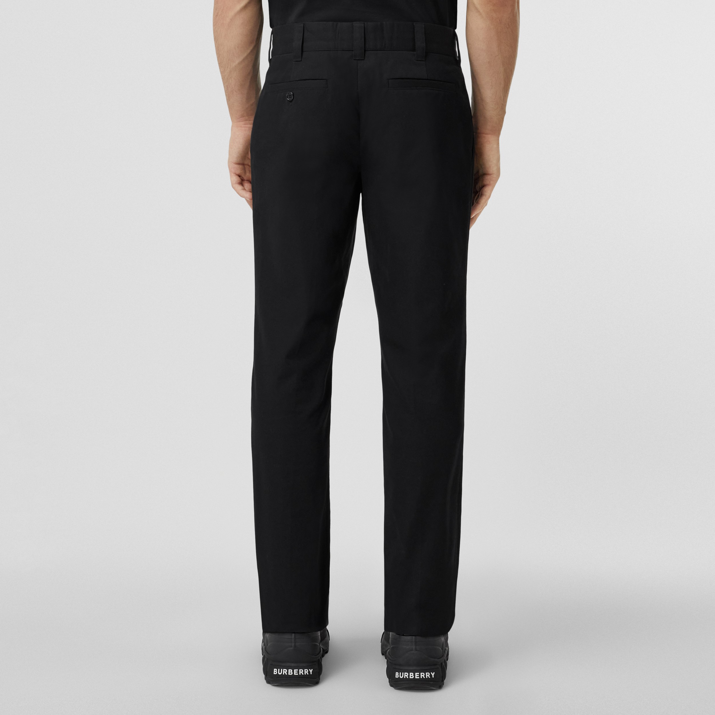 Cotton Gabardine Tailored Trousers in Black Men Burberry® Official