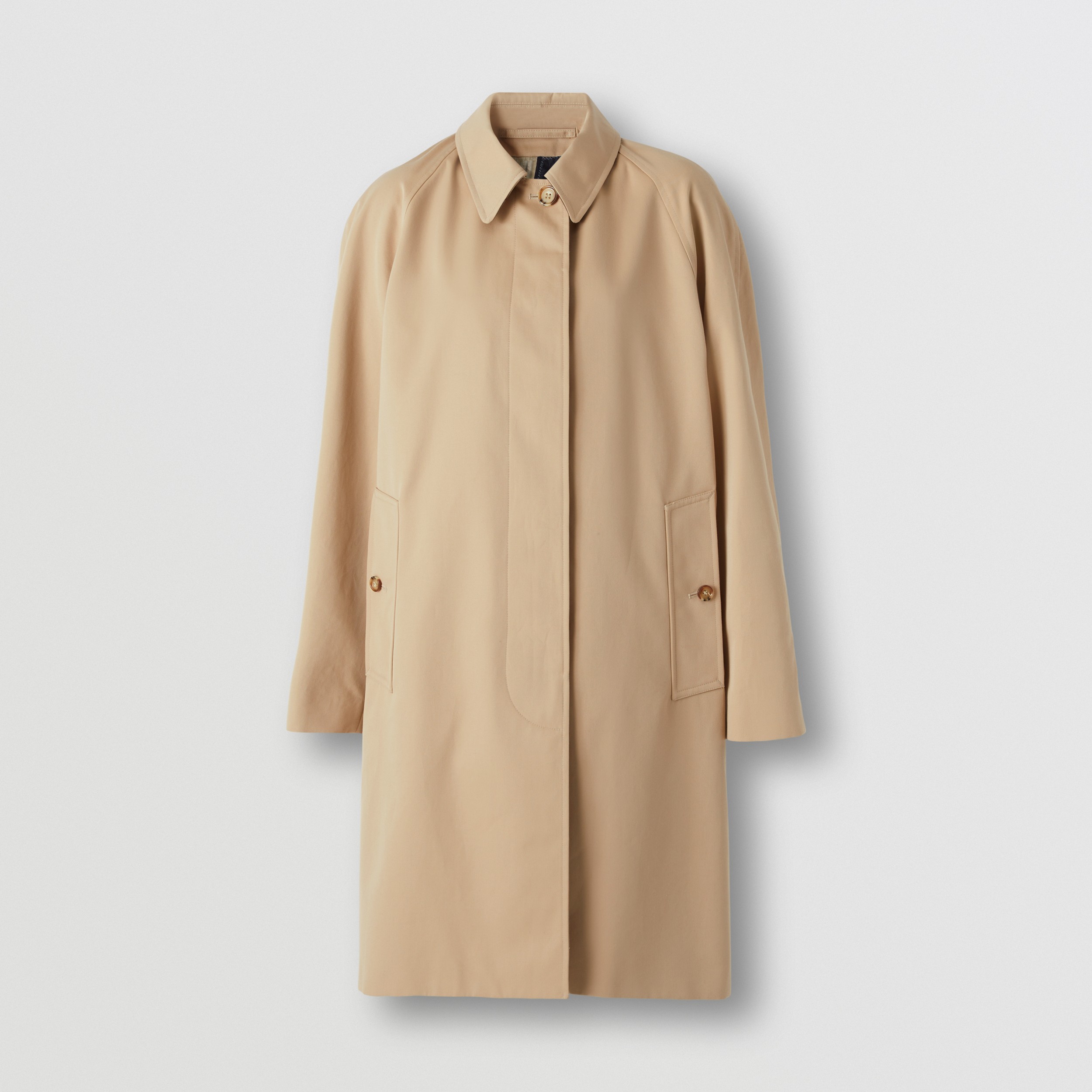 Archive Print-lined Cotton Gabardine Car Coat in Honey - Women | Burberry® Official - 4