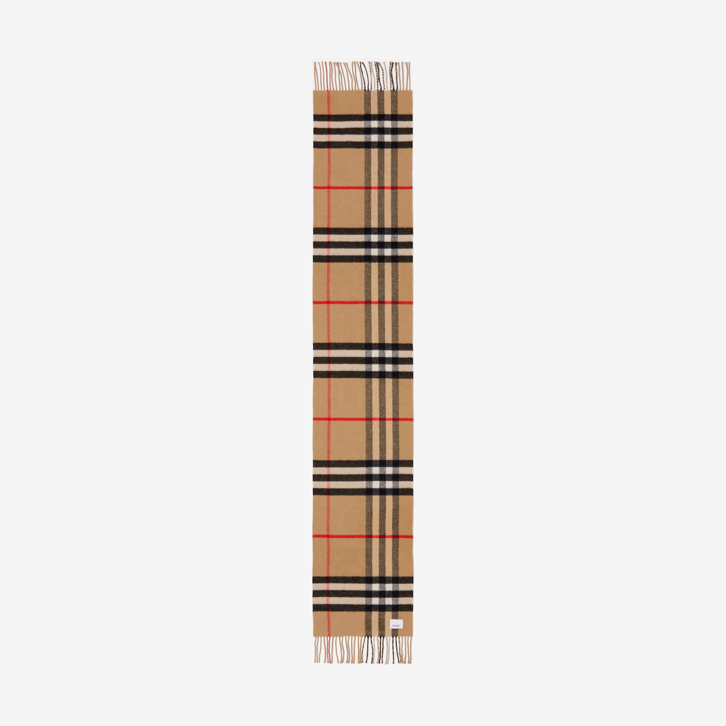 双面两用徽标拼格纹羊绒围巾 (典藏米色) | Burberry® 博柏利官网 - 3