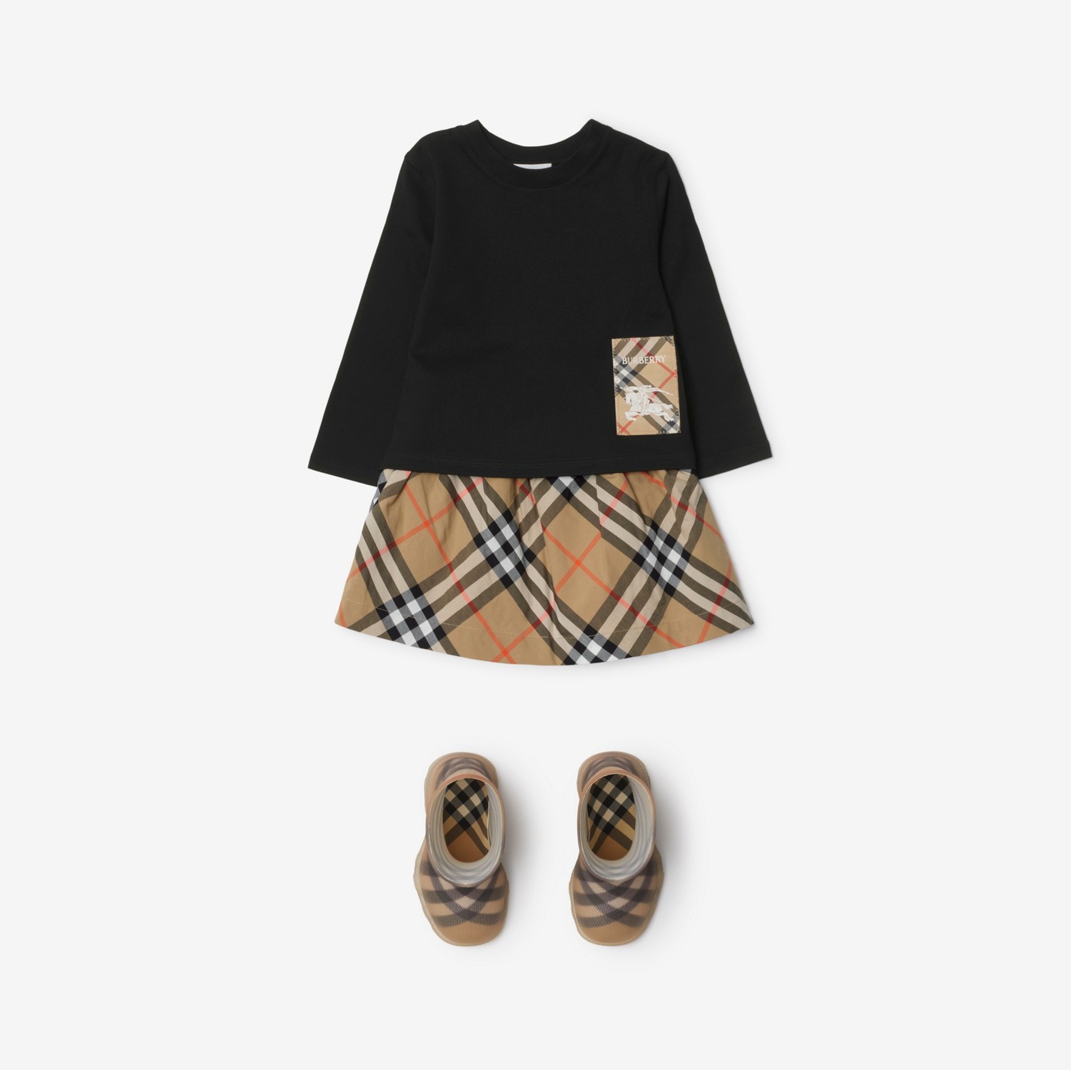 Check Label Cotton Top in Black | Burberry® Official Check Label Cotton Top in Black | Burberry® Official