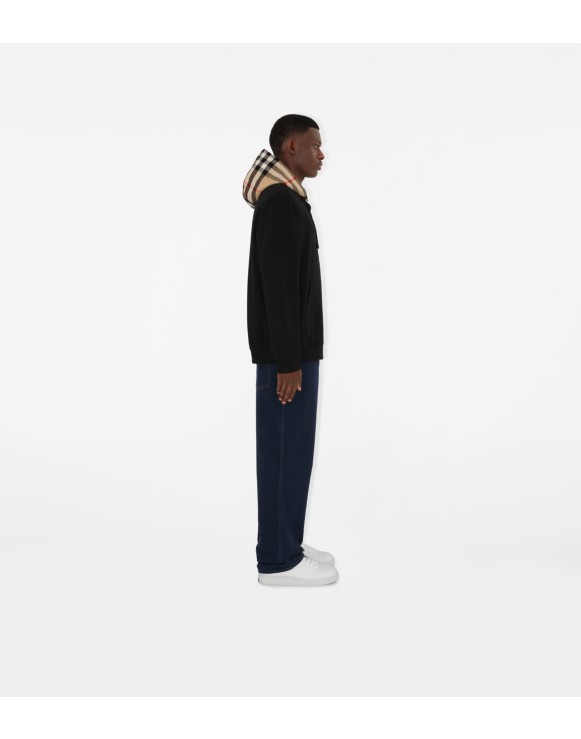 Check Hood Cotton Blend Zip Hoodie
