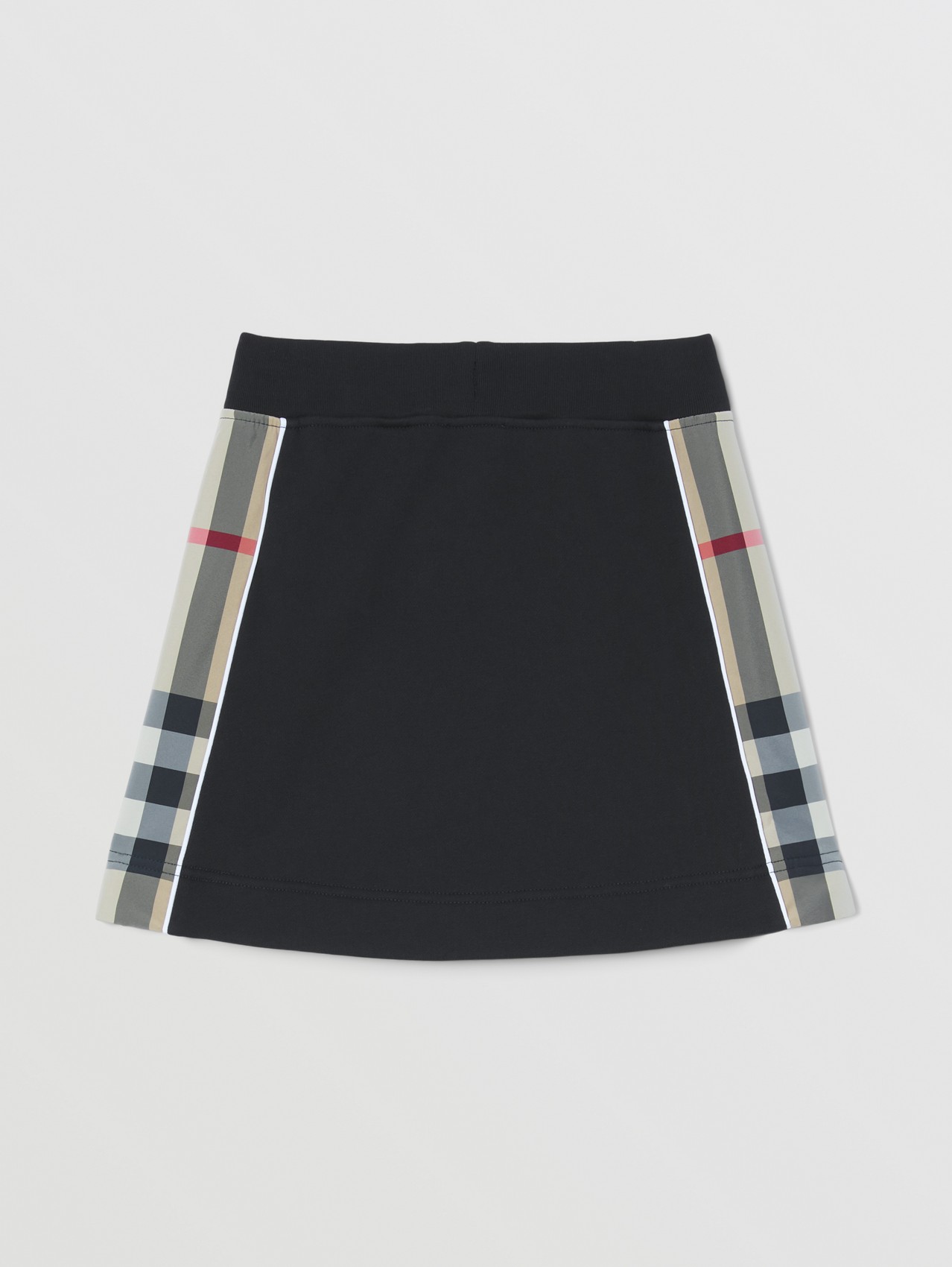 Check Panel Cotton Skirt in Black
