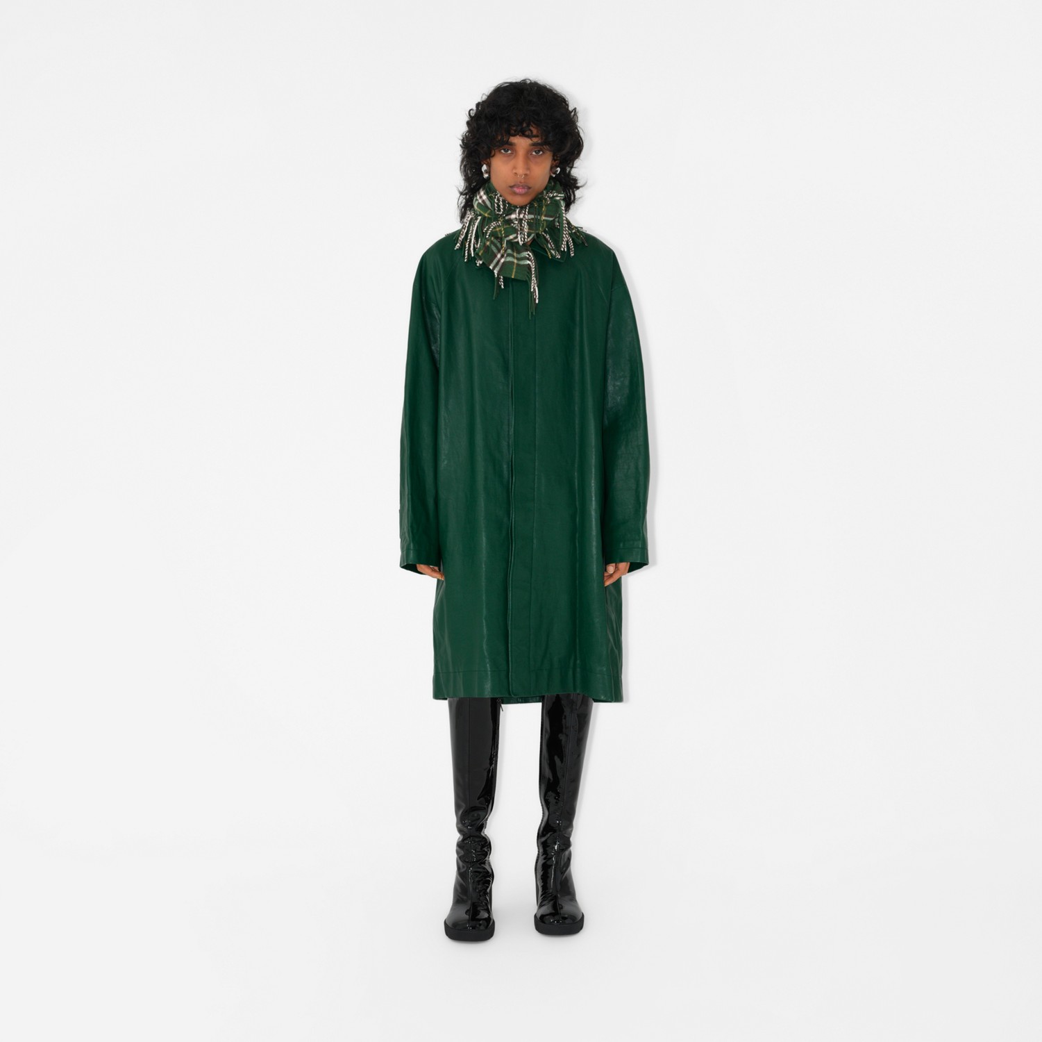 チェック カシミア ハッピースカーフ (アイビー) | Burberry チェック カシミア ハッピースカーフ (アイビー) | Burberry