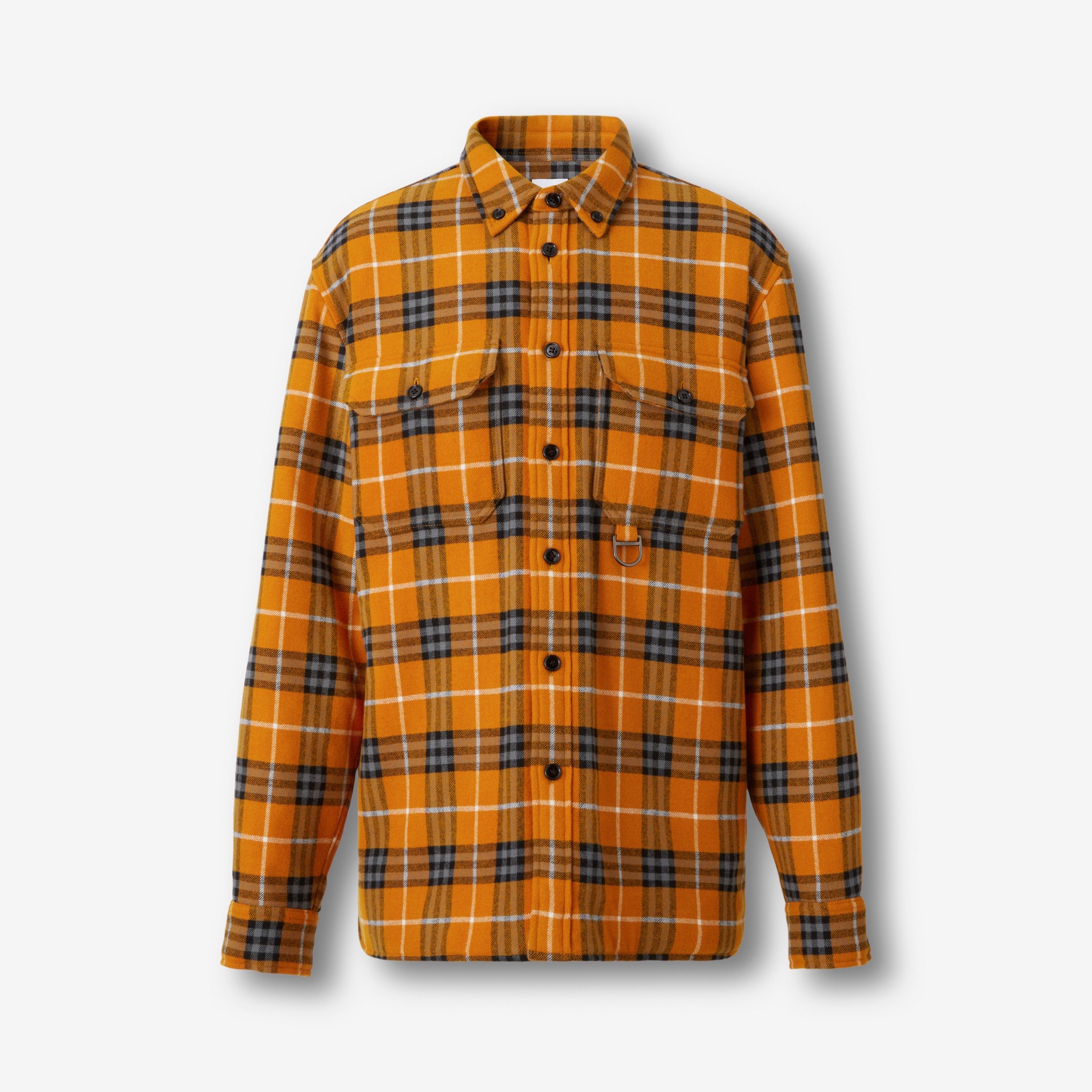 Check Wool Cotton Flannel Overshirt in Deep Ginger - Men | Burberry® Official - 1