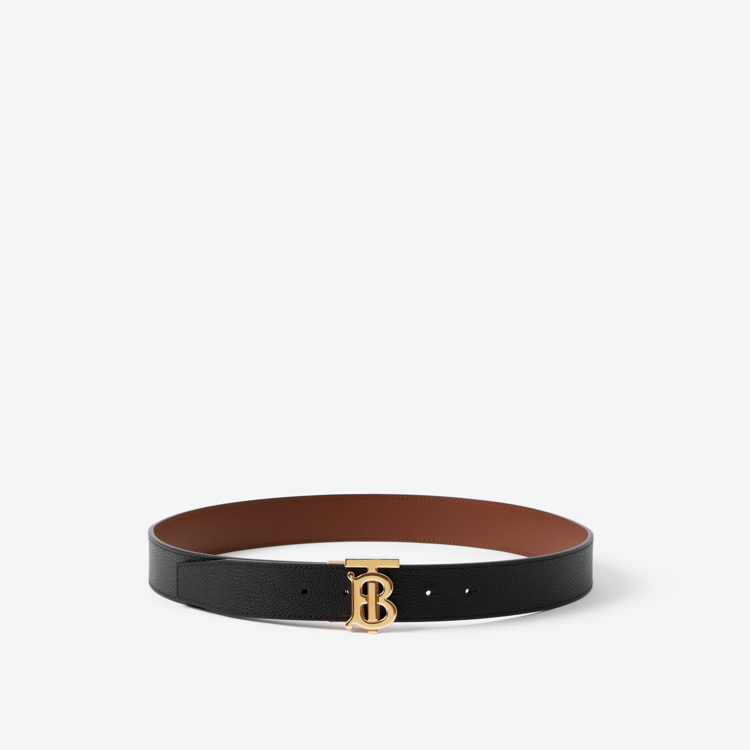 Leather Reversible TB Belt in Black/tan/light Gold - Men | Burberry® Official - 1