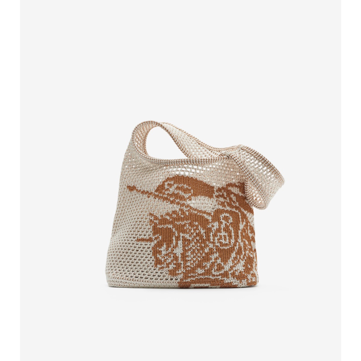 Burberry Small Ekd Crochet Tote Bag In White/sand